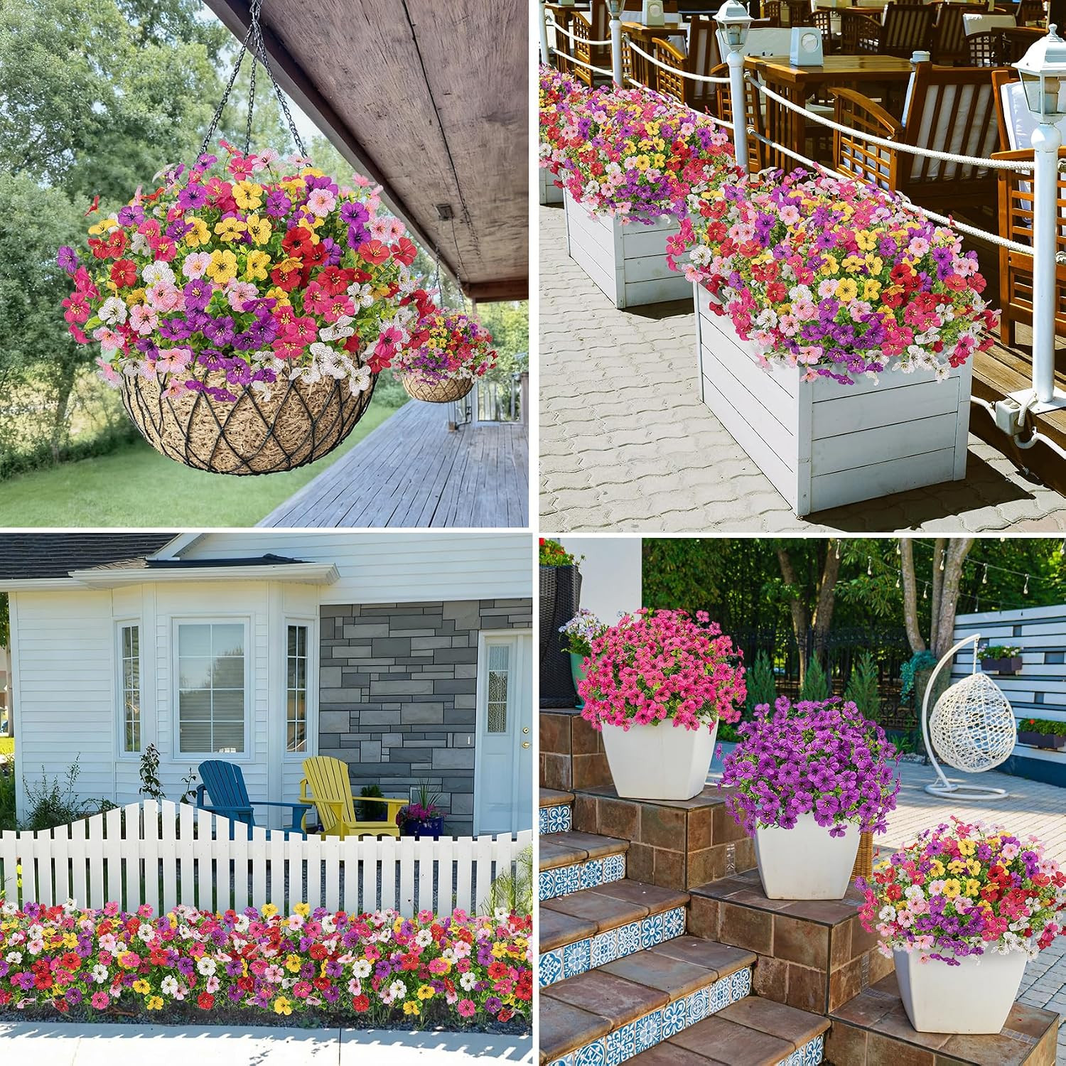 24 Bundles Artificial Flowers for Outdoors Fake Flowers, Mixed | UV Resistant, S