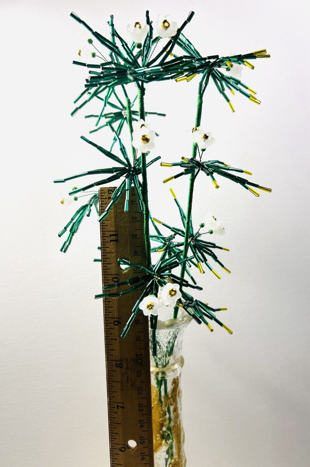 Glass Bugle Beads Exotic Grass Bouquet 16” Home Office Decor