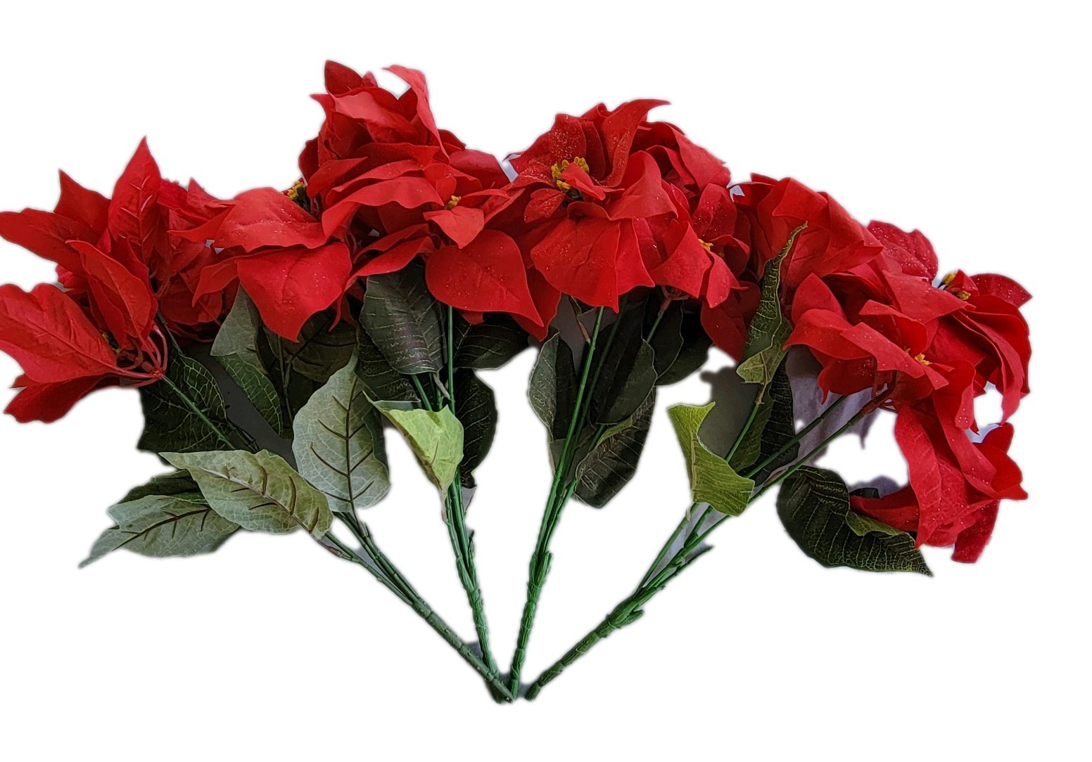 Poinsettias Artificial Christmas Flowers Artificial Decorations – 4 Bunches