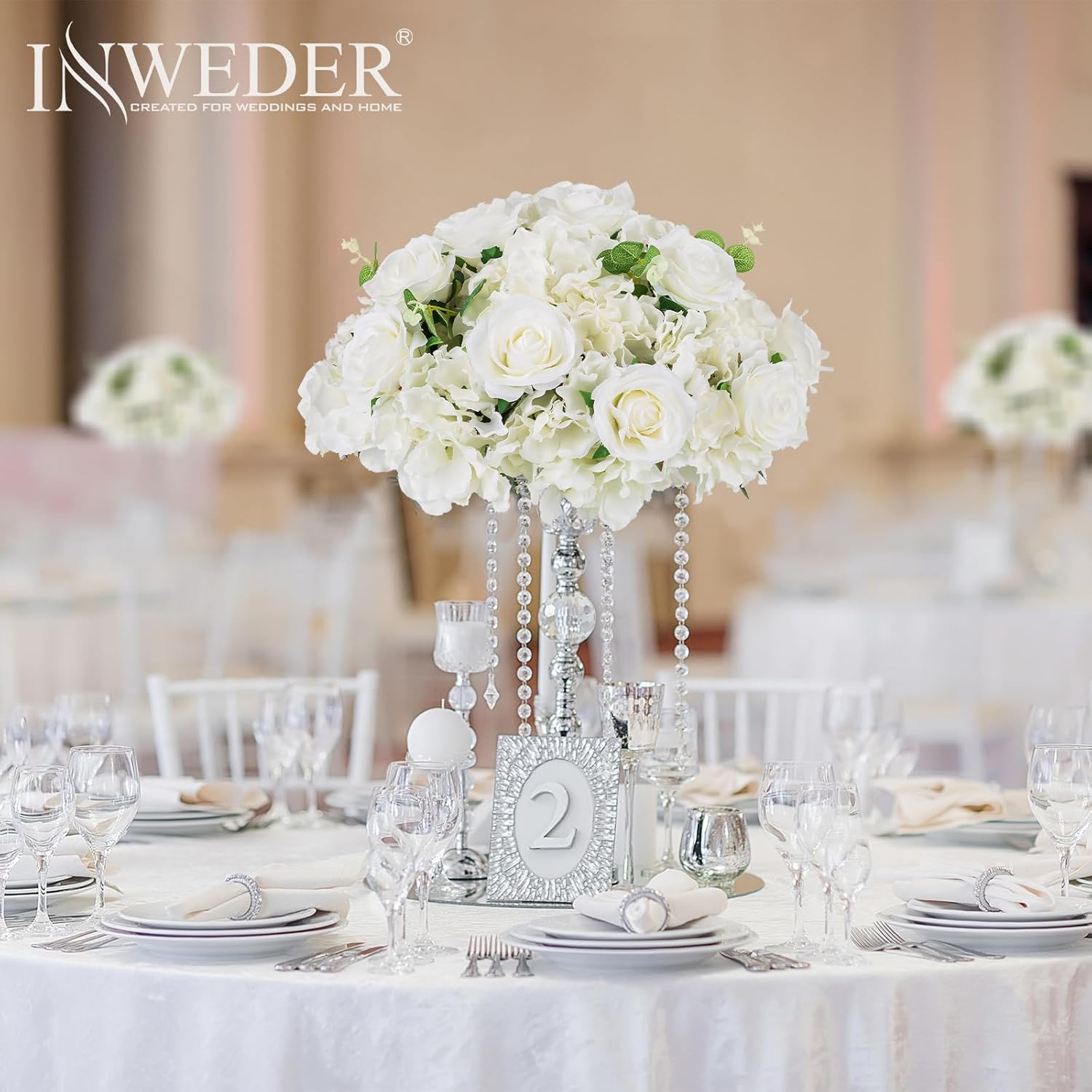 Elegant White Flower Balls – 10 PCS 15.7″ Centerpieces for Weddings & Events
