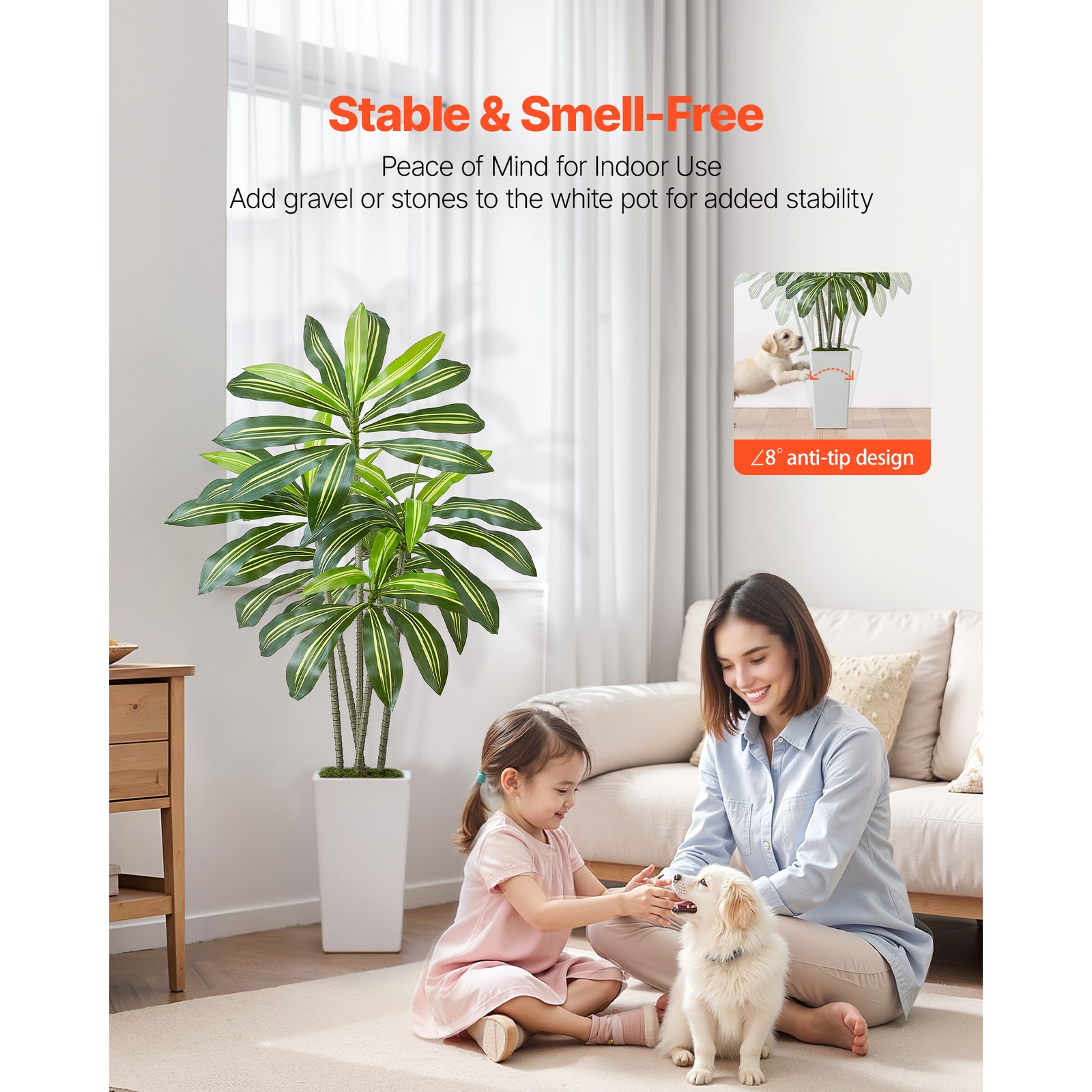 Uimoso 5ft Artificial Dracaena Tree in Pot Indoor Home Decor Faux Fake Plant