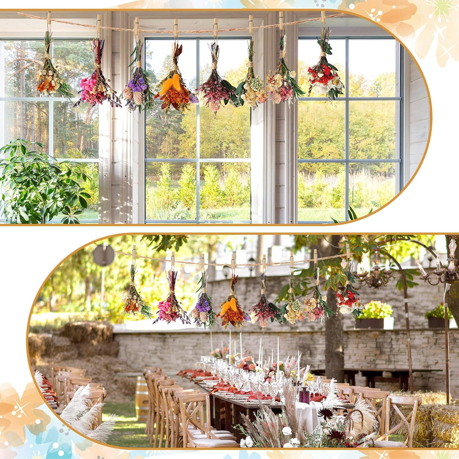 Mini Dried Flower Bouquet Set – Boho Wall Decor for Home and Table