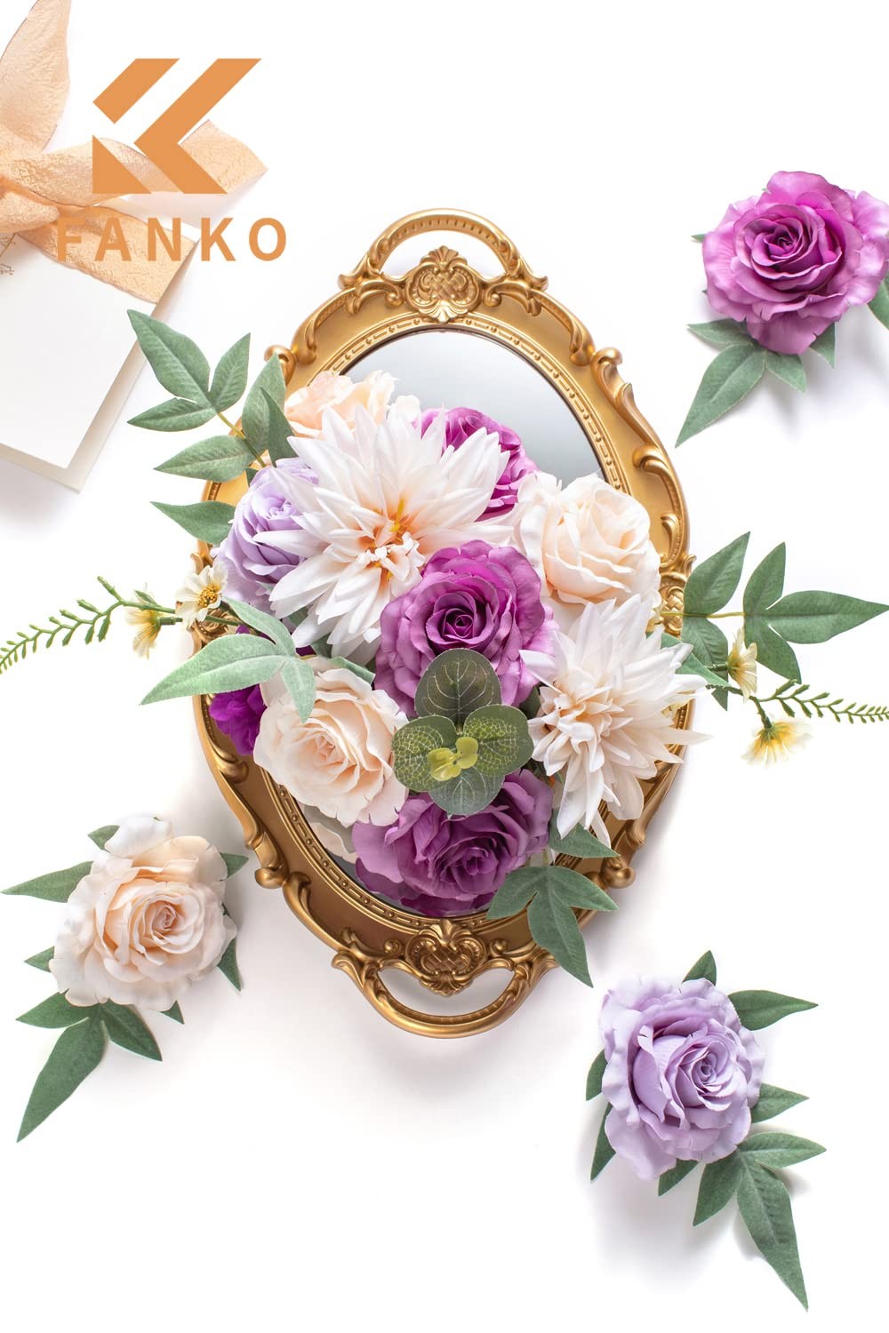 Rose Artificial Flowers Combo for DIY, Fake Purple Rose Artificial Silk Flowe…