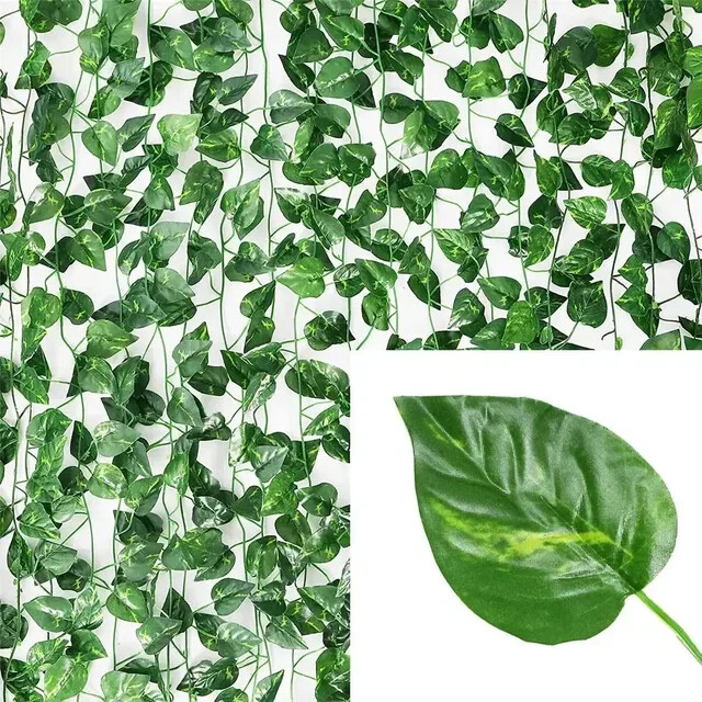 100/2M Artificial Plant Green Ivy Leaf Garland Creeper Hanging Vine Home Outdoor