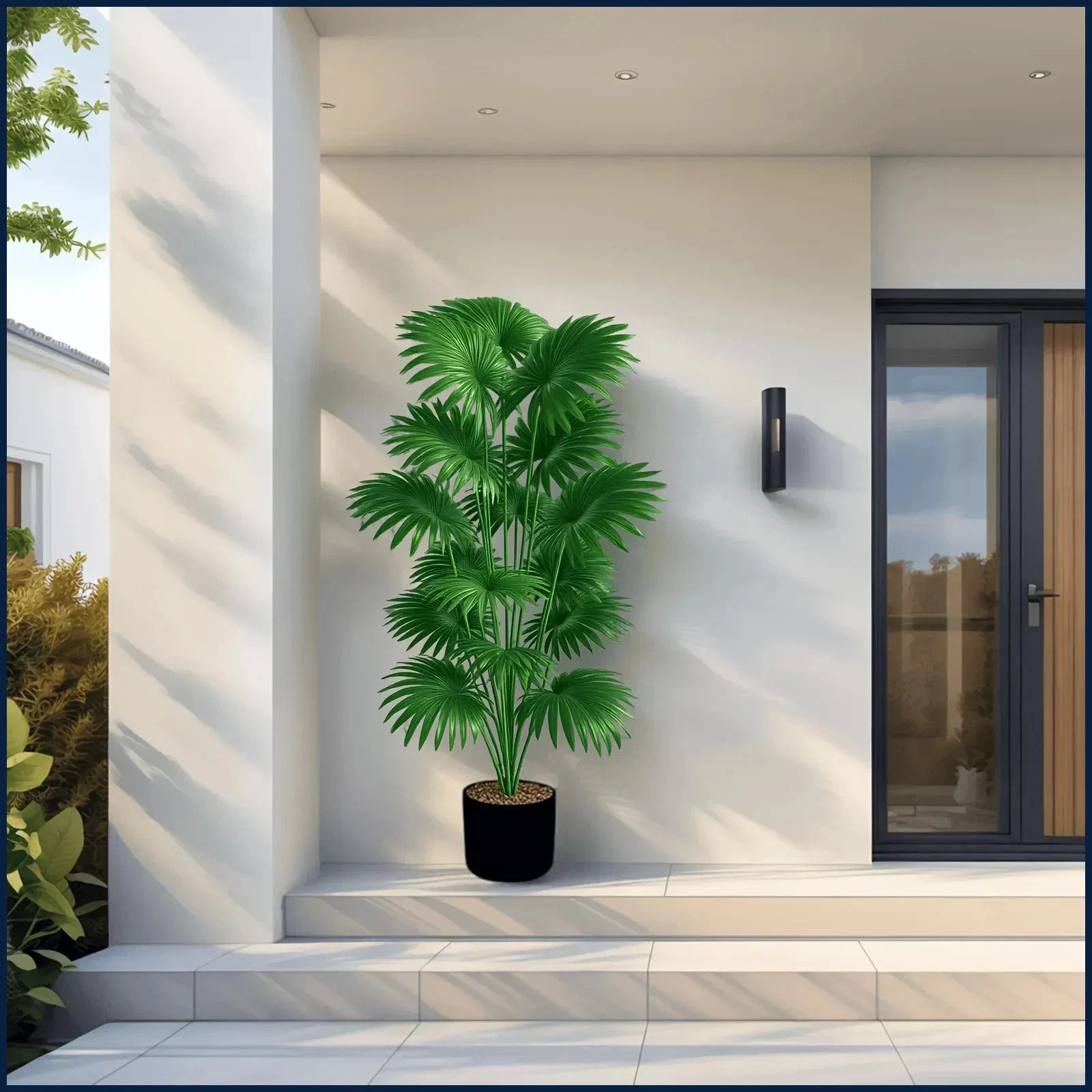 Artificial Tropical Palm Tree 43.3in Fake Plant Indoor Outdoor Patio Decor