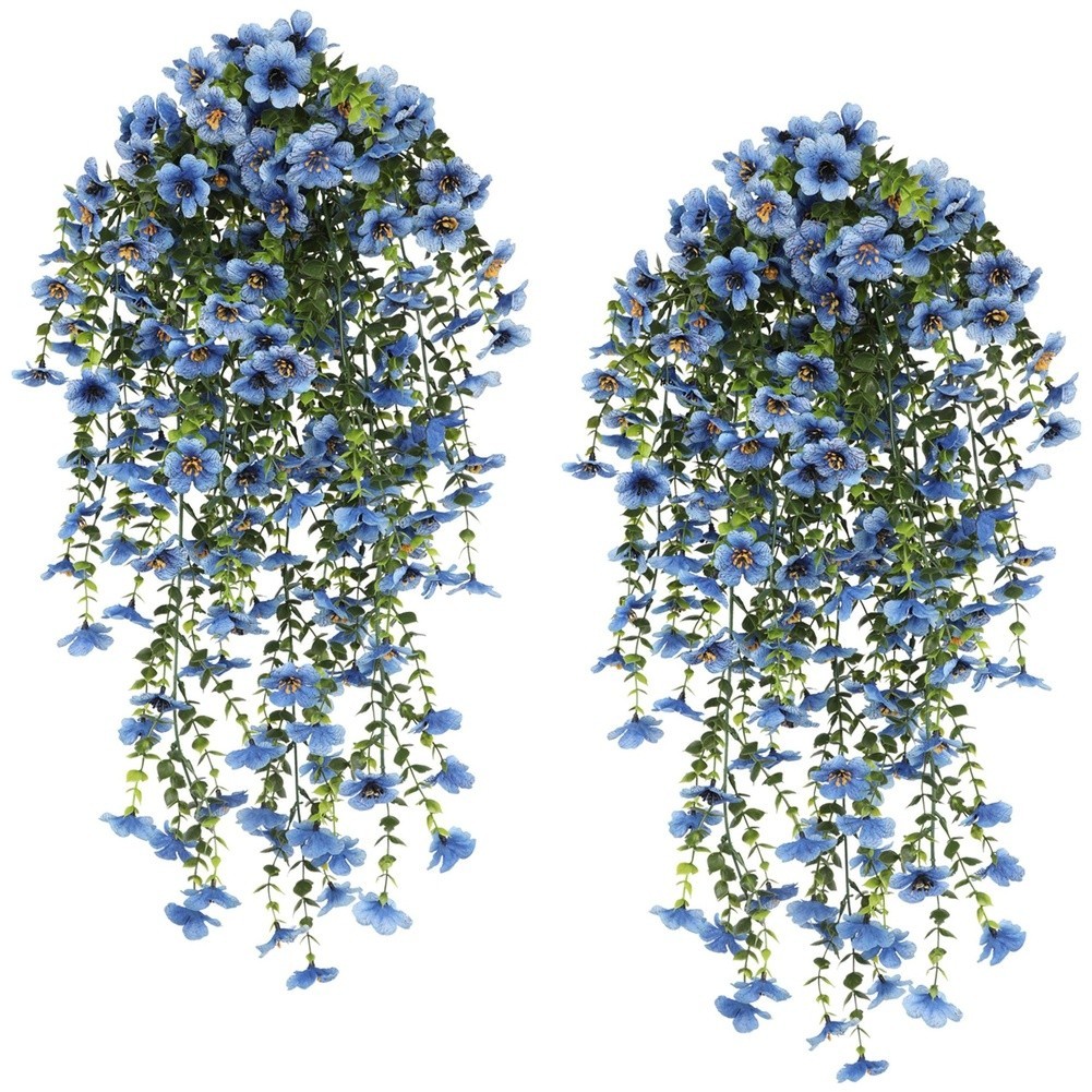 76cm Artificial Eucalyptus Vine with Violet Silk Flowers for Outdoor Decoration