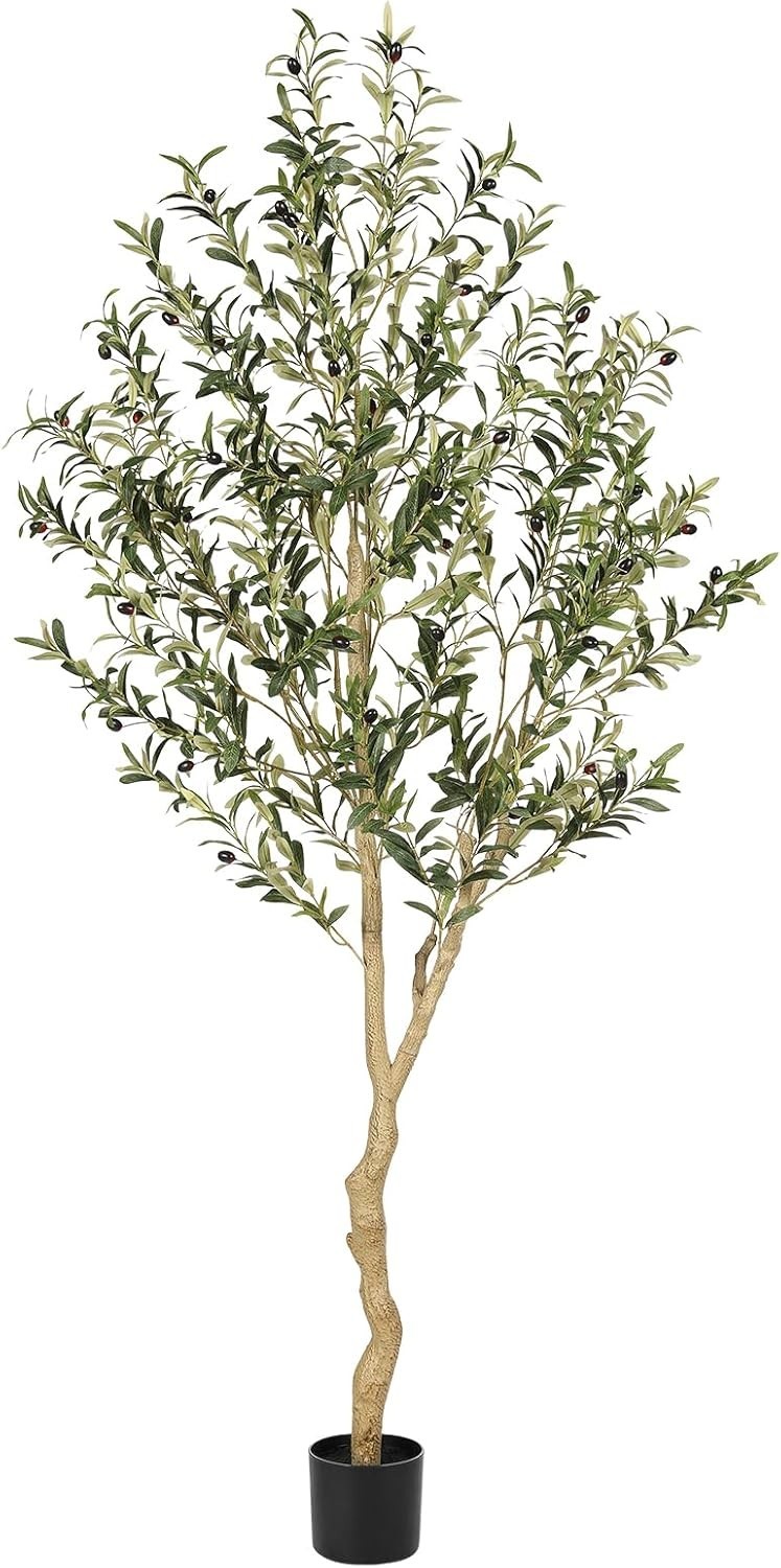 NEW 6/7FT Olive Trees Artificial Indoor – Tall Faux Olive Tree 6/7 Feet with Rea