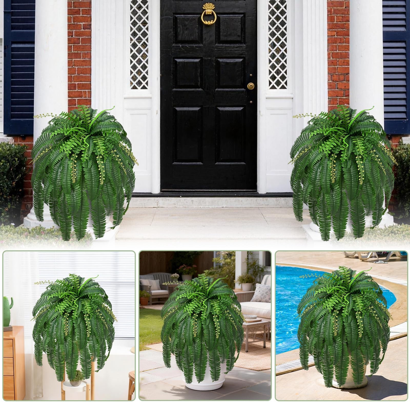 2 Pcs 67″ Fake Ferns Large Artificial Plants Outdoor, Artificial Ferns for Outdo