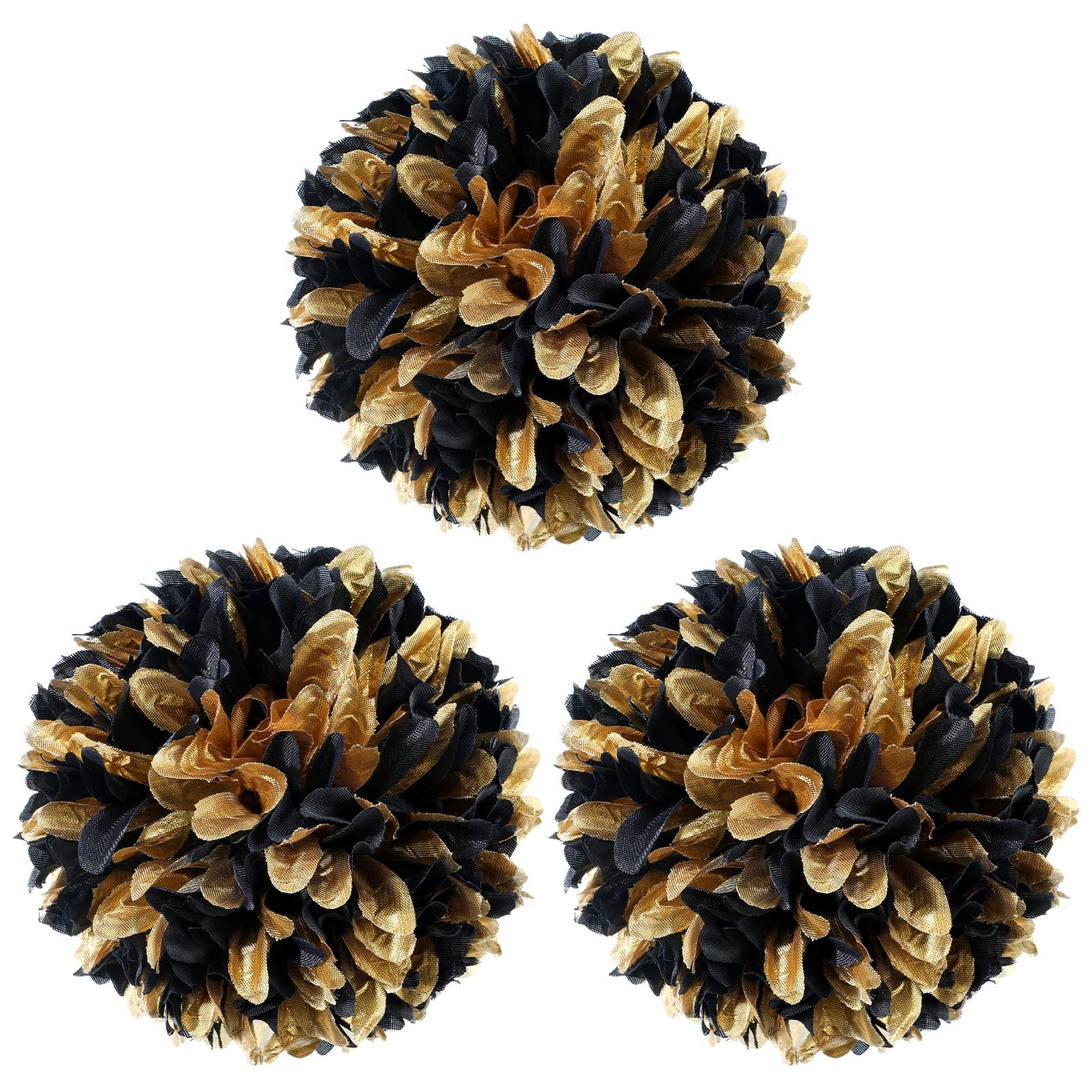 3 PCS 6.5″ Black and Gold Homecoming Mum Flowers Artificial Silk Supplies