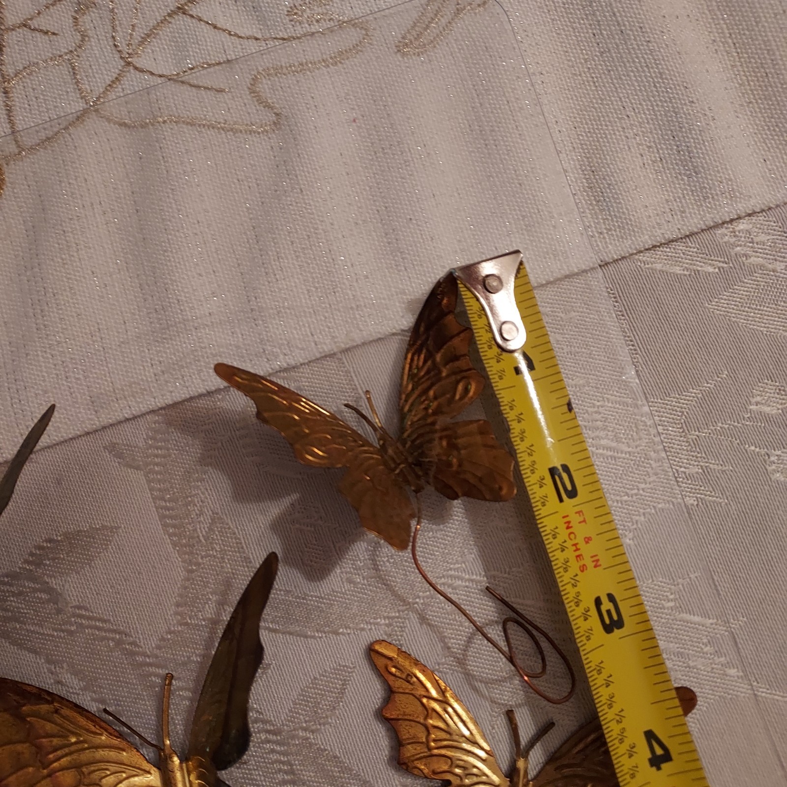Vintage Gold Brass Color Metal Butterfly Wired Tie Ons Floral Decor Qty of 12