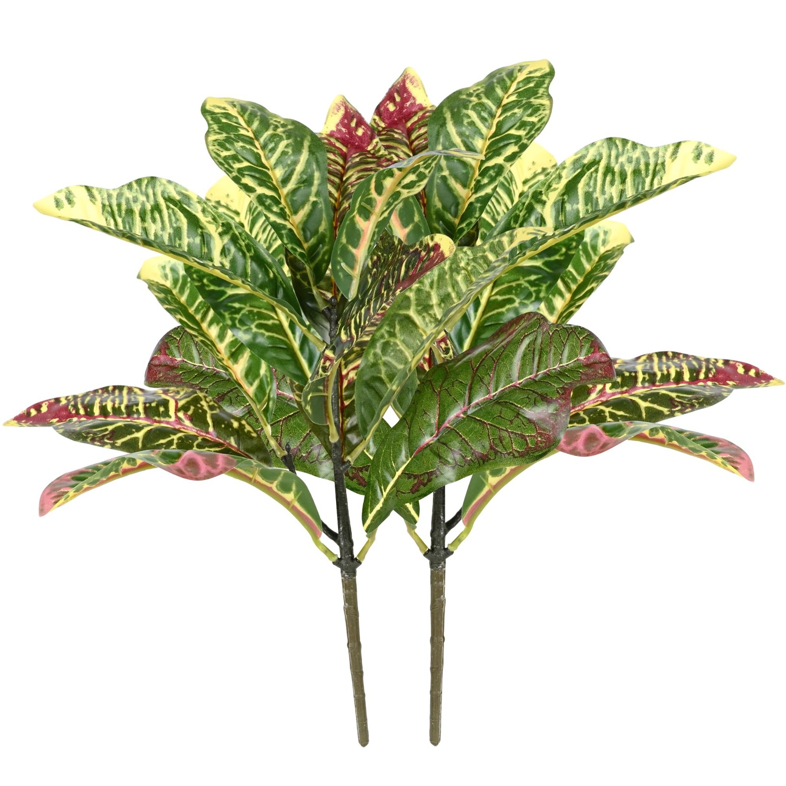 Artificial Croton Plant Leaf Branches Lifelike Tropical Houseplant Bush Stems…