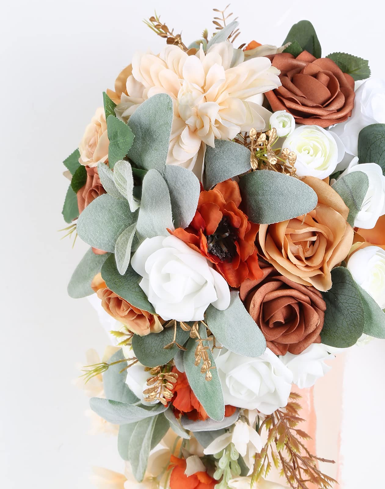 Wedding Bouquet, 11 Inch Terracotta Wedding Decor Artificial Flowers Bridal B…