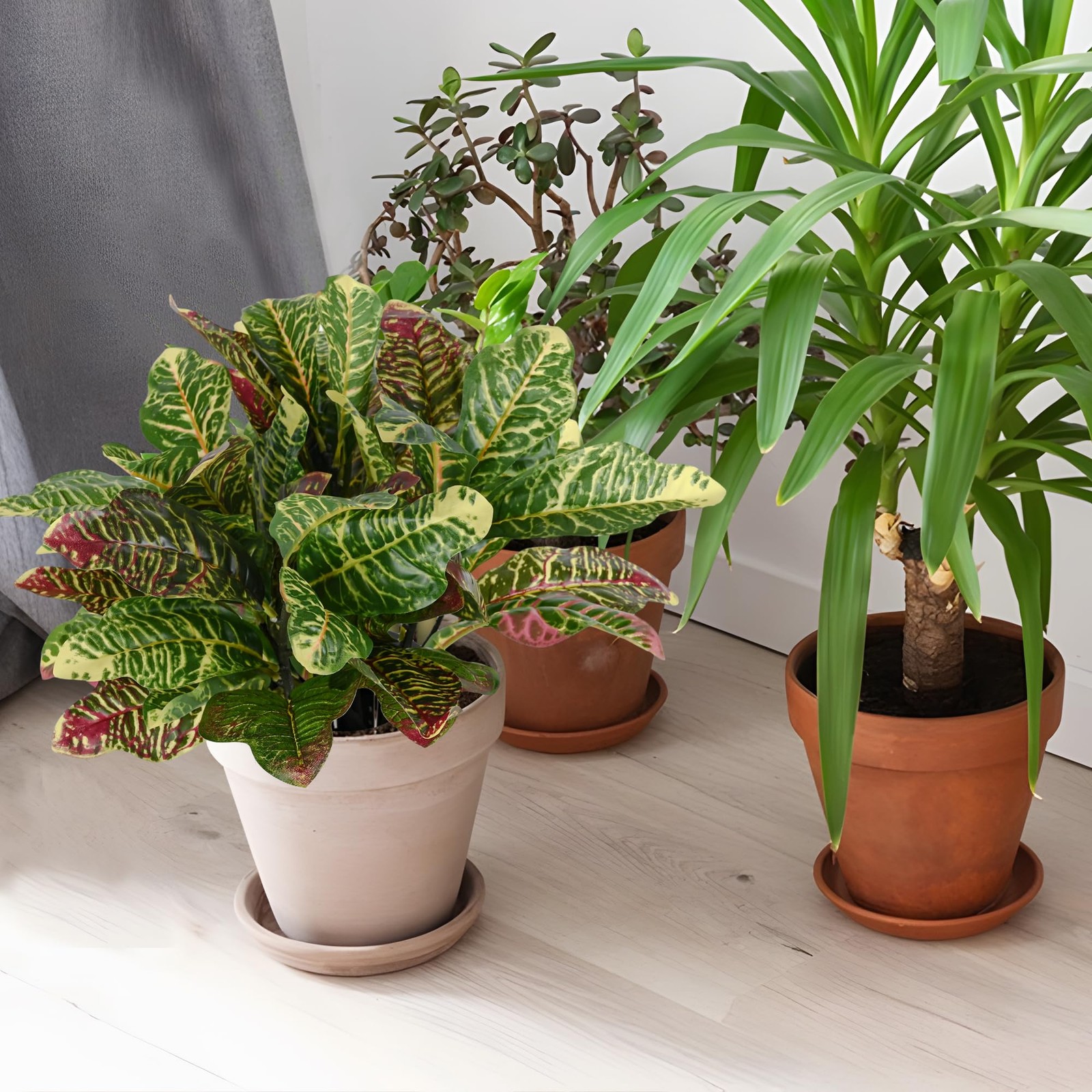 Artificial Croton Plant Leaf Branches Lifelike Tropical Houseplant Bush Stems…