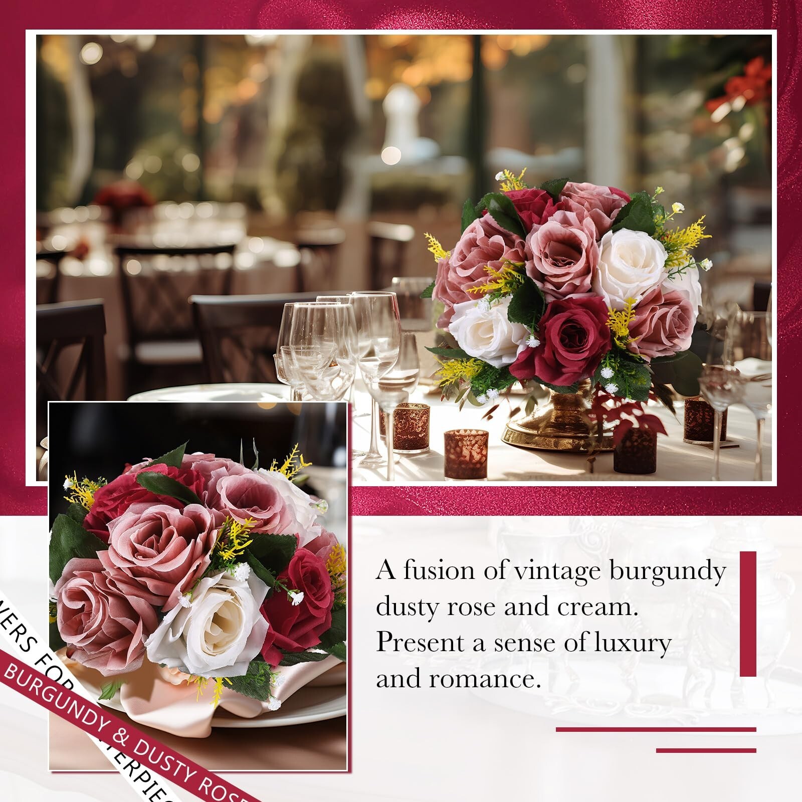 Hotop 12 Pcs Flower Balls Wedding Rose Centerpieces Silk Flower Kissing Balls…