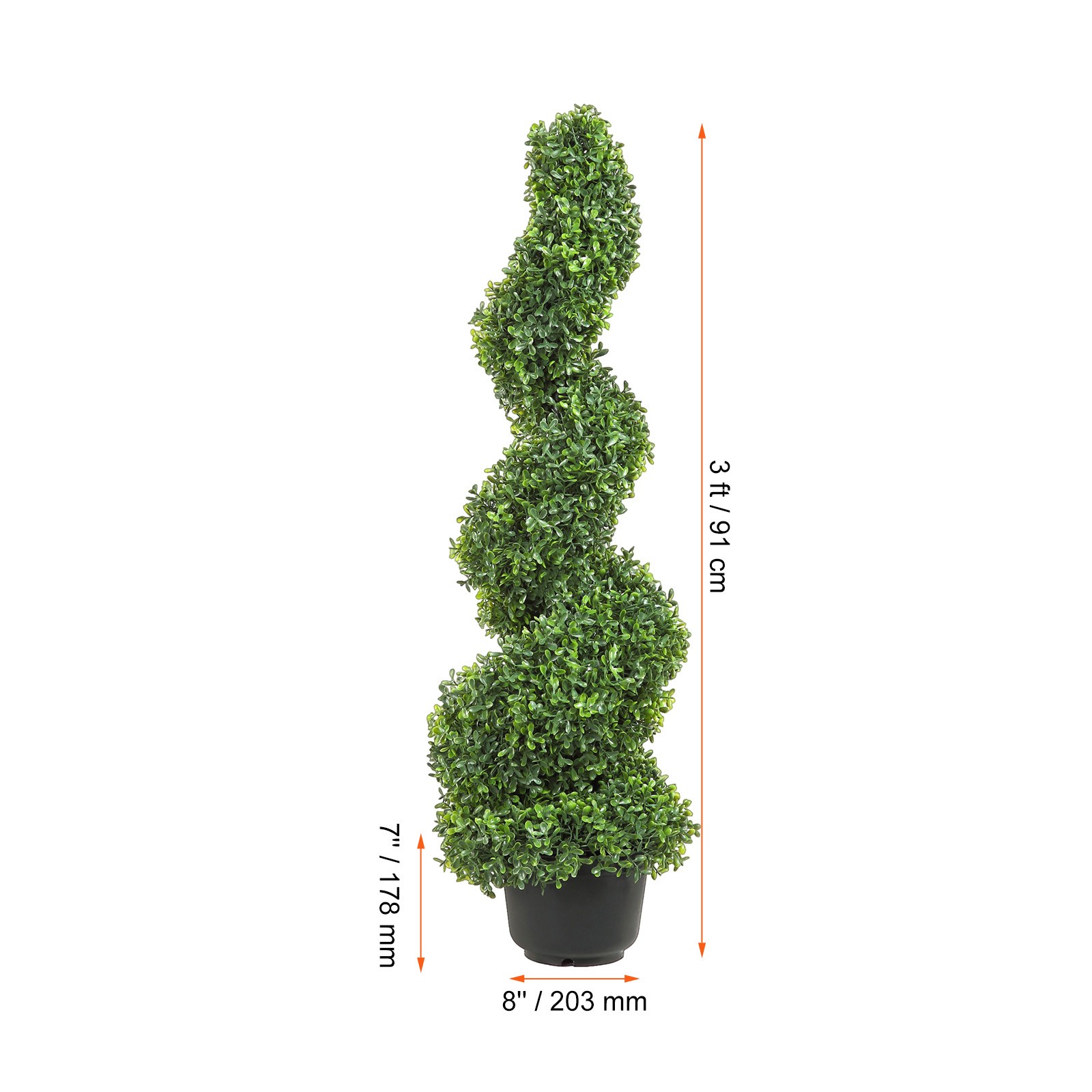 VEVOR 3′ Artificial Boxwood 2 Pack Spiral Topiary Tree UV Home Decor In/Outdoor
