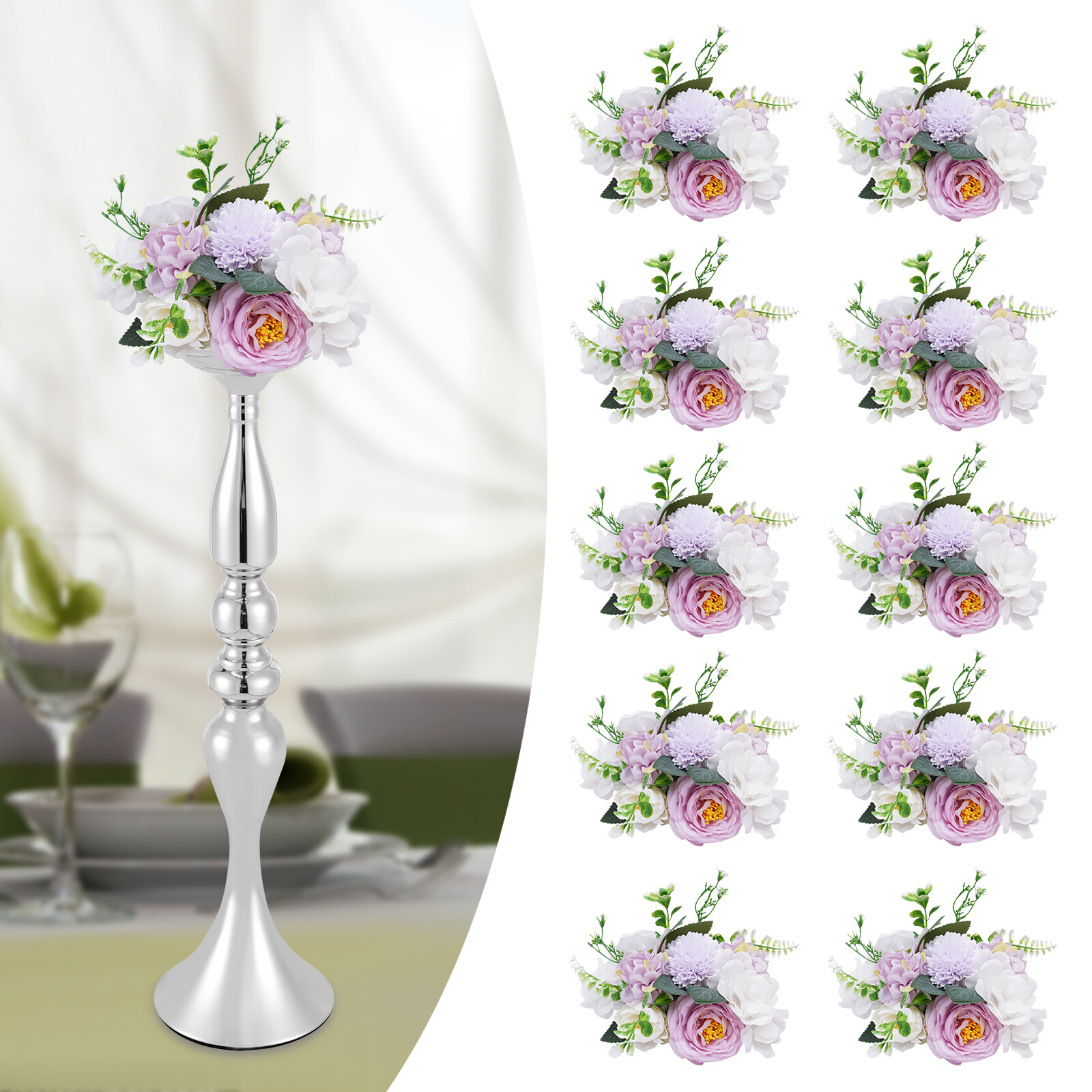 10-pack Artificial Flower Bouquets Wedding Flower Balls for Centerpieces Decor