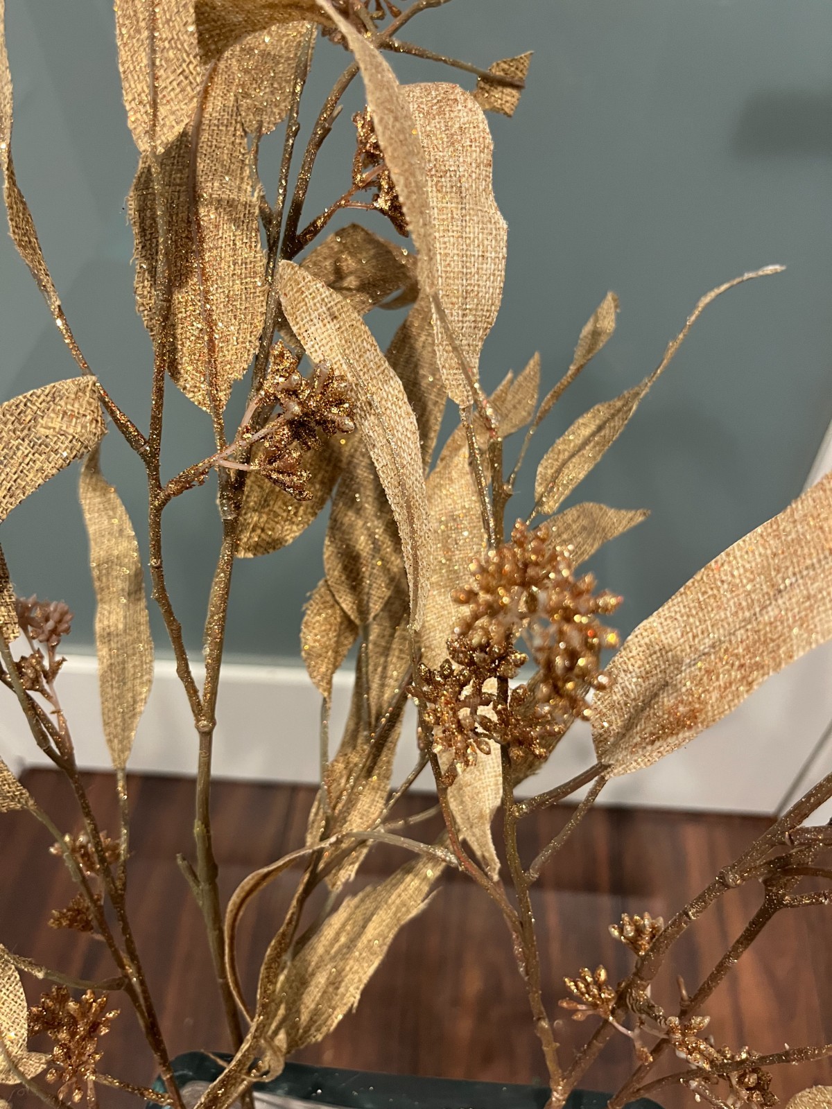 Gold Burlap Eucalyptus Stem – Approximately 40” Faux Flowers Stem