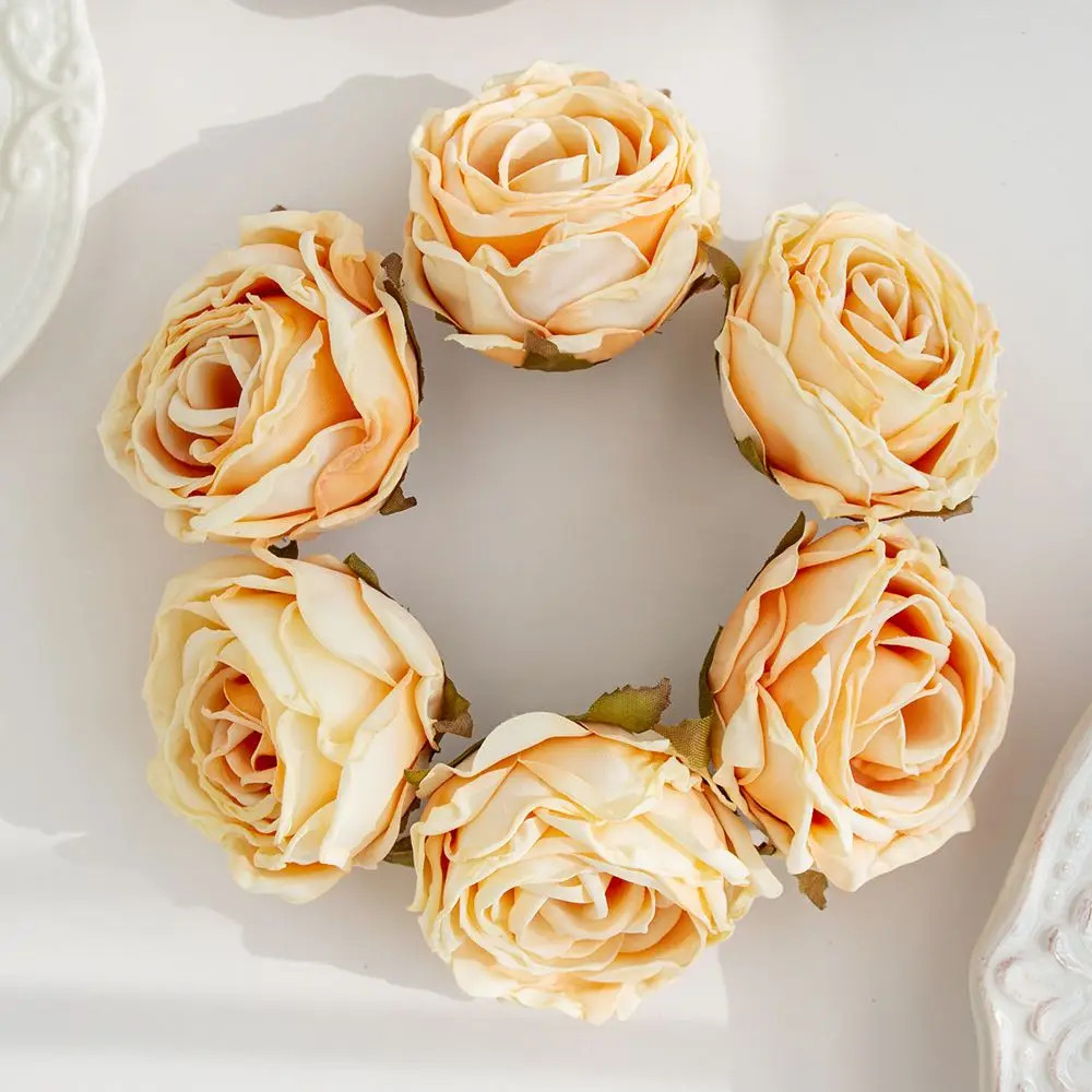 Artificial Burned Edge Rose Floral Bouquet For Wedding Home Garden Party Wreath