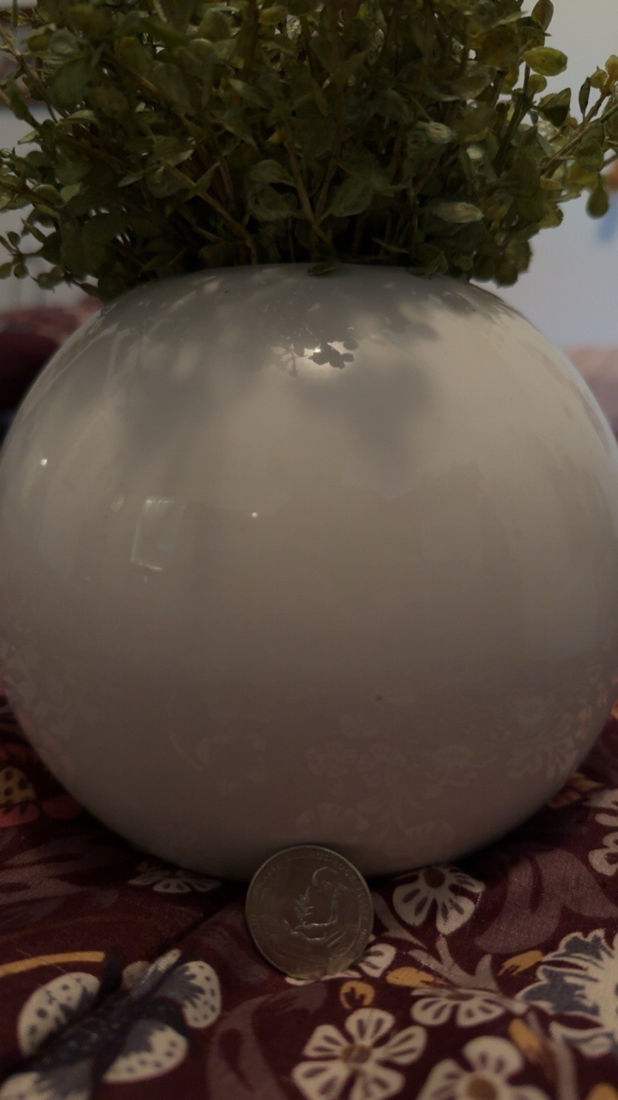 Round White Ceramic Table Vase Plant Glossy Solid Modern Decorative Freestanding