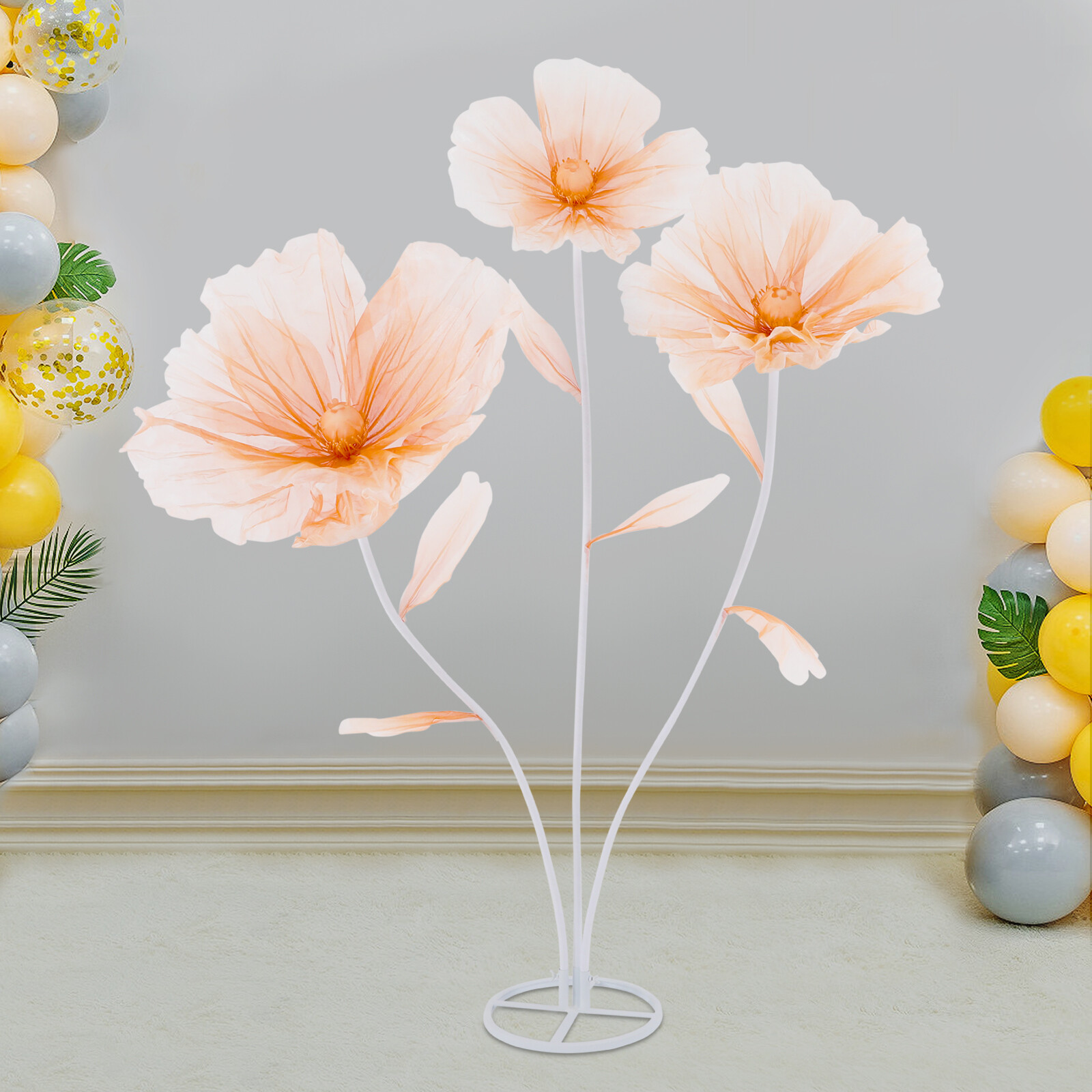 67 Inch Artificial Flower Arrangement, 3 Head Champagne Silk Wedding Decor