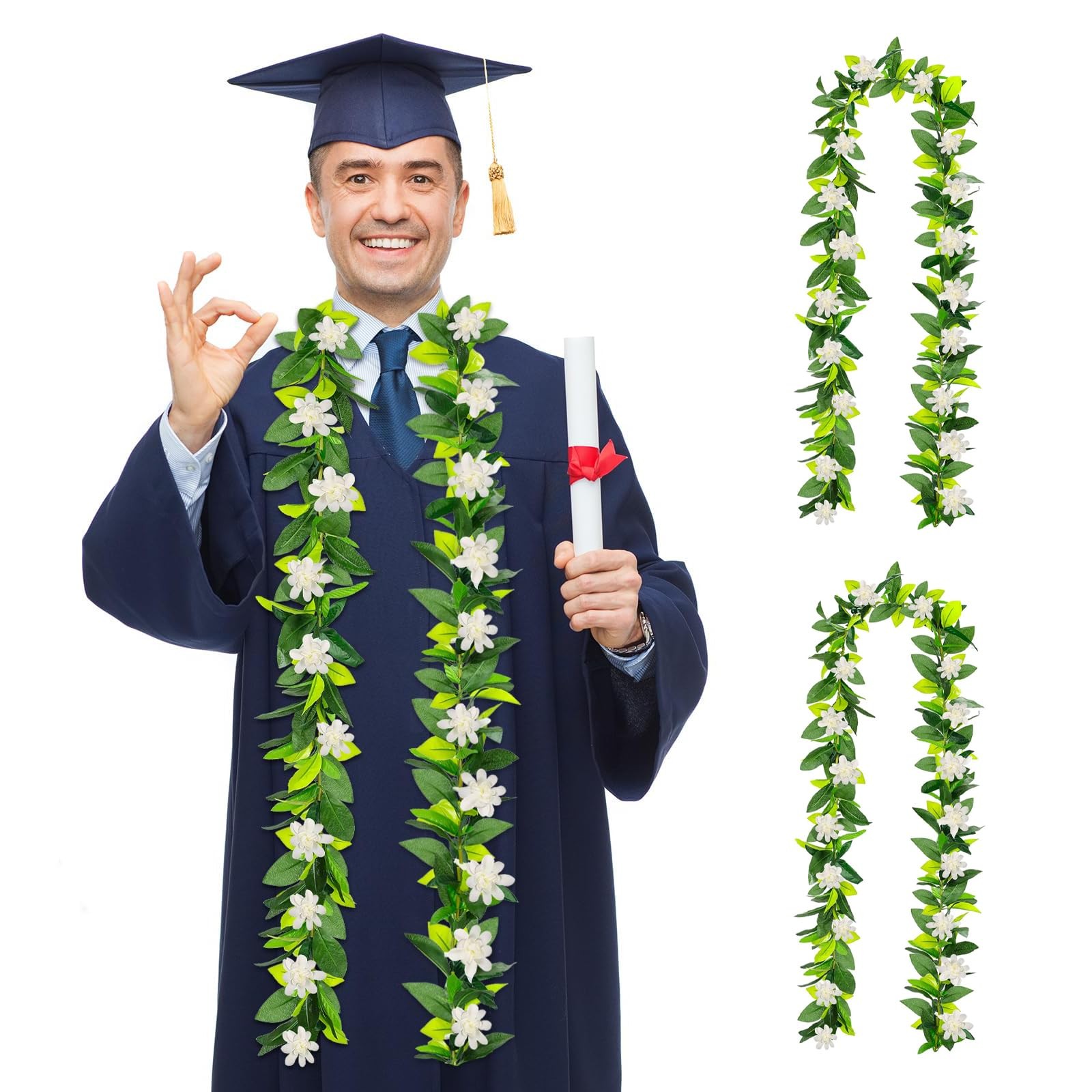 6ft Hawaiian Graduation Lei Traditional Maile Lei with White Tuberose 2026 Gr…