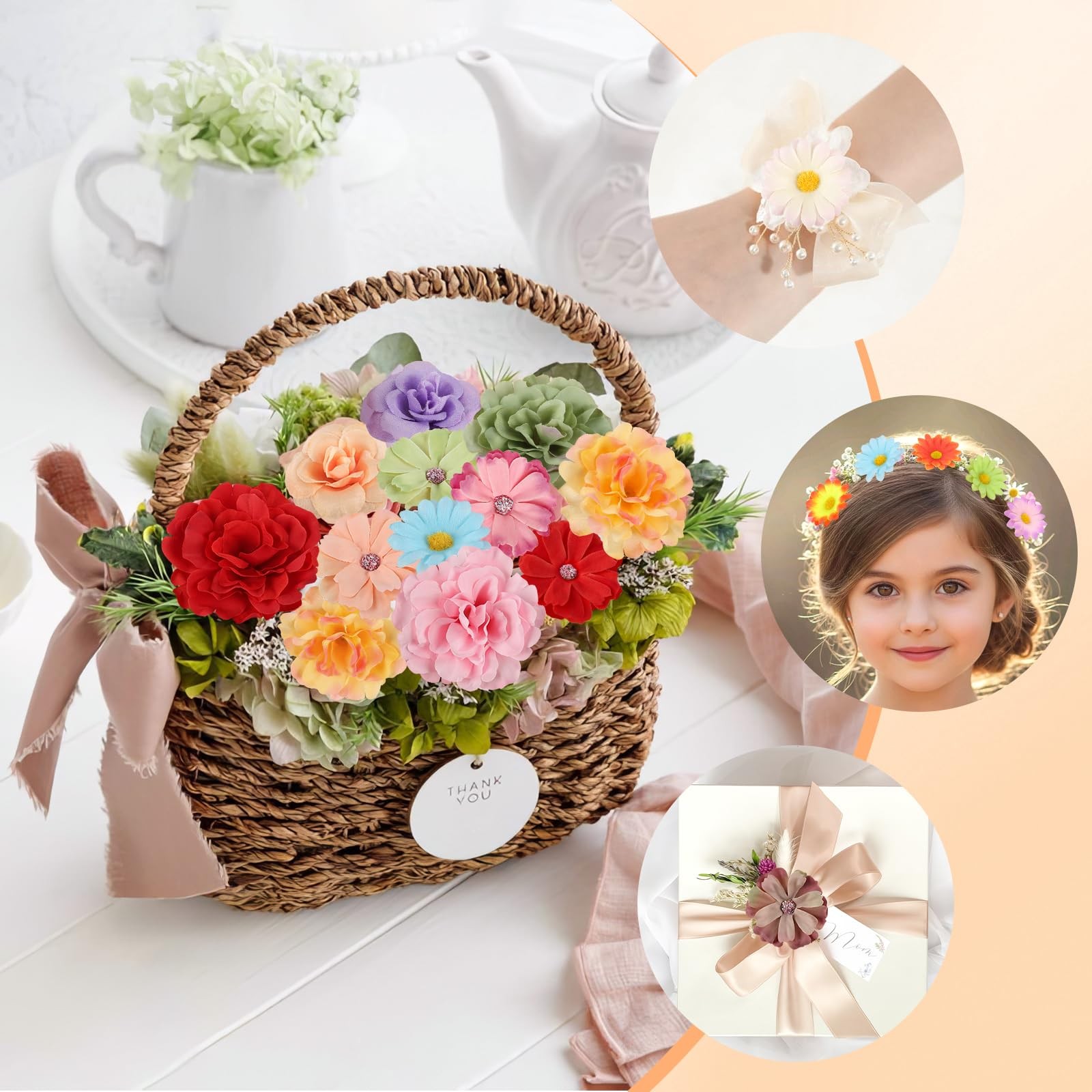 310 PCS Mini Artificial Silk Flower Heads Bulk Faux Daisy For Crafts DIY Decor