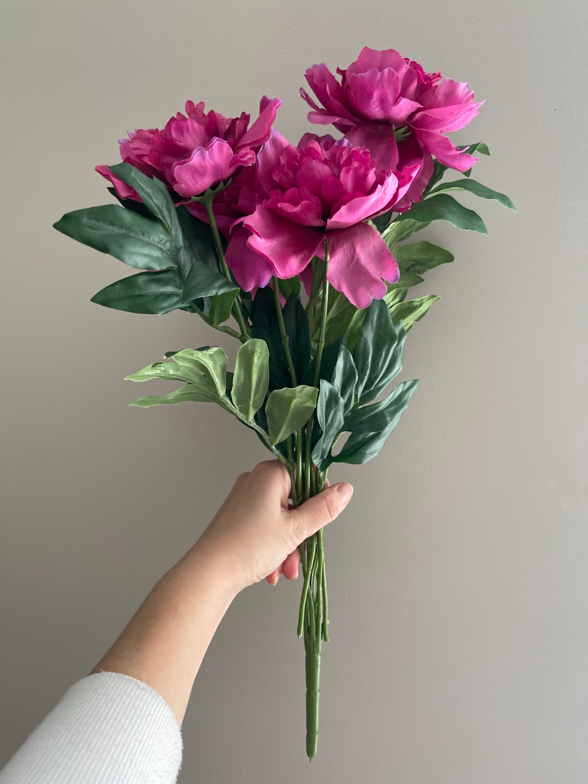 Purple Rose Peony, Faux Silk Floral Spray Bush, Artificial Bouquet, 20″ Height