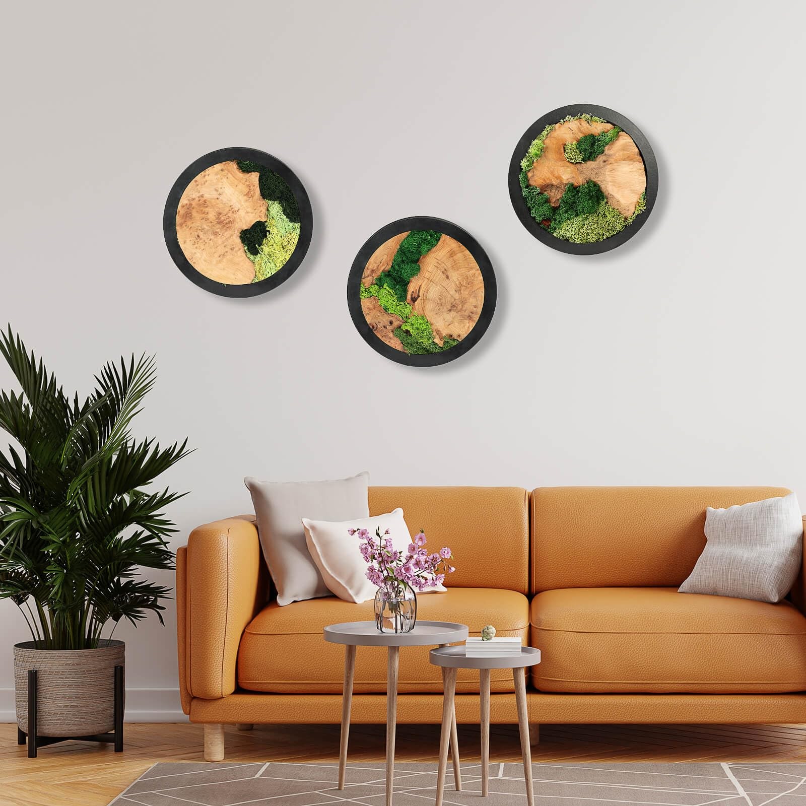 Natural Preserved Moss Wall Art Rustic Handcrafted Wood Wall Hanging No