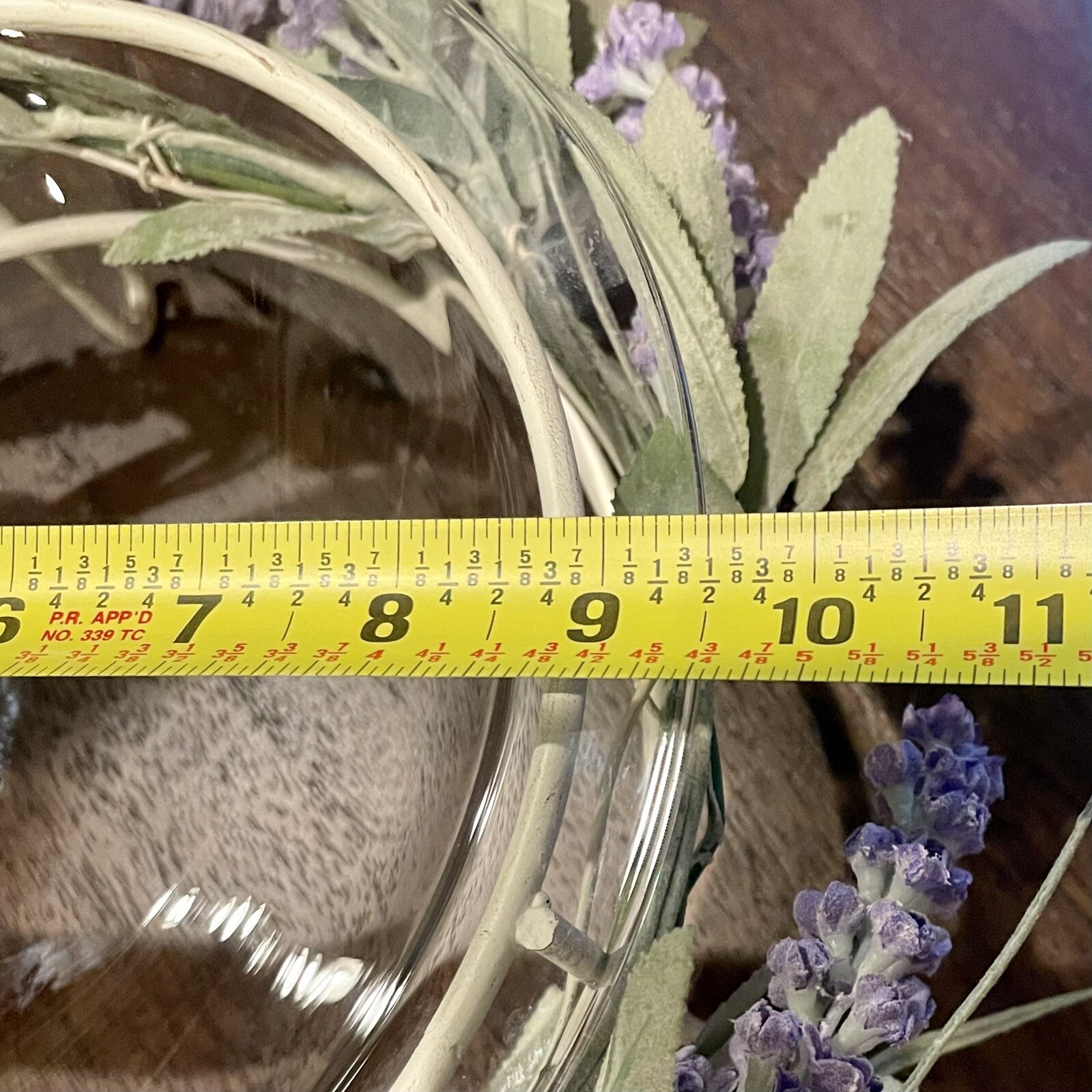 Hallmark Glass Bowl Metal Stand Potpourri Decor w/Lavender Flower Centerpiece 9″