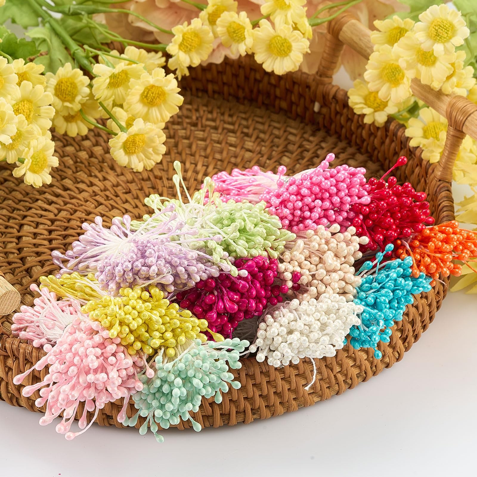 3600 PCS Assorted 12 Color 3mm Pearl Flower Stamen Double Heads Pistil DIY