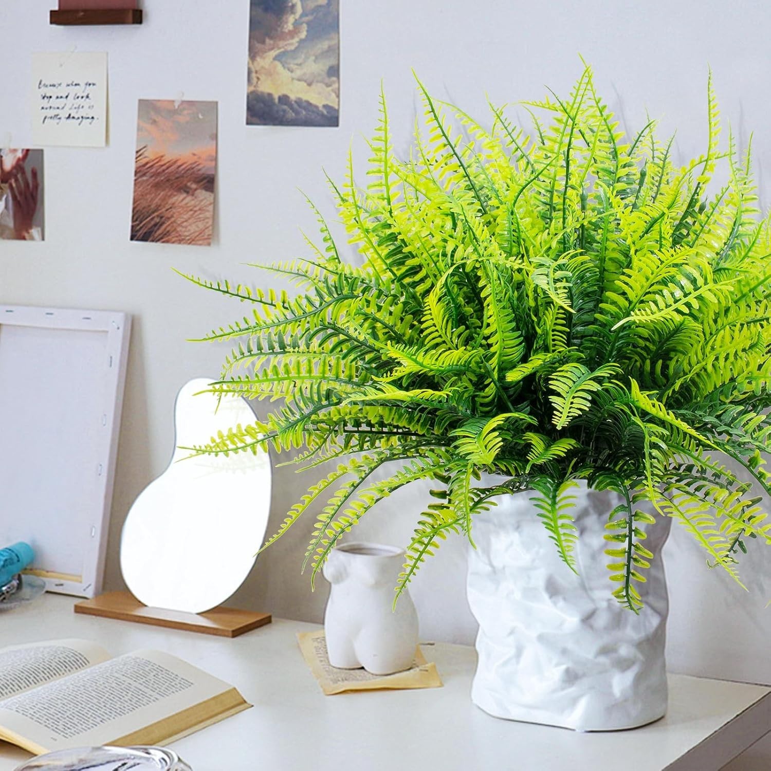 Realistic 12-Pack Boston Ferns – All-Weather Faux Plants for Indoor & Outdoor