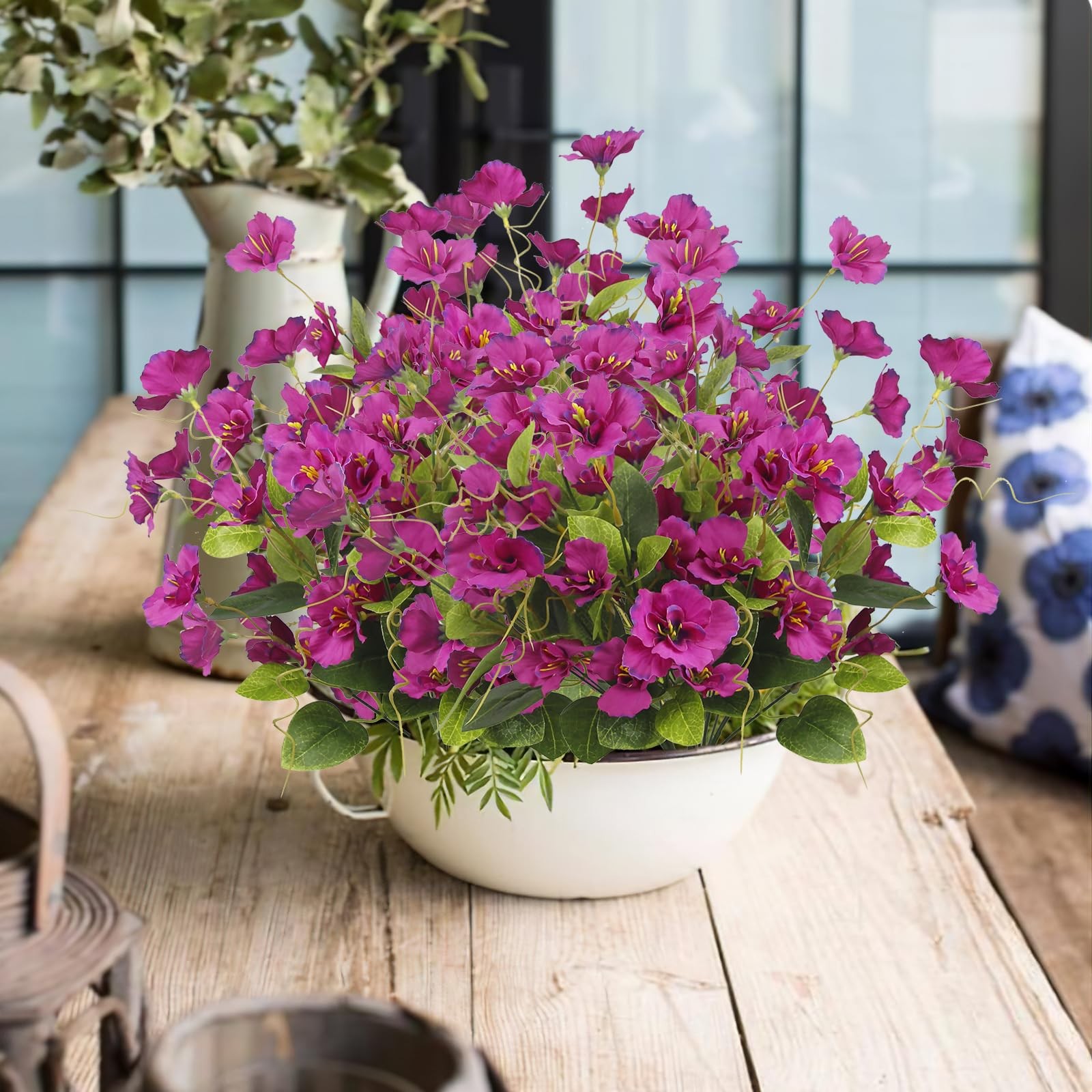 3 Pcs Artificial Flowers for Outdoors Hibiscus Spring Summer Decor Fuchsia Ar…