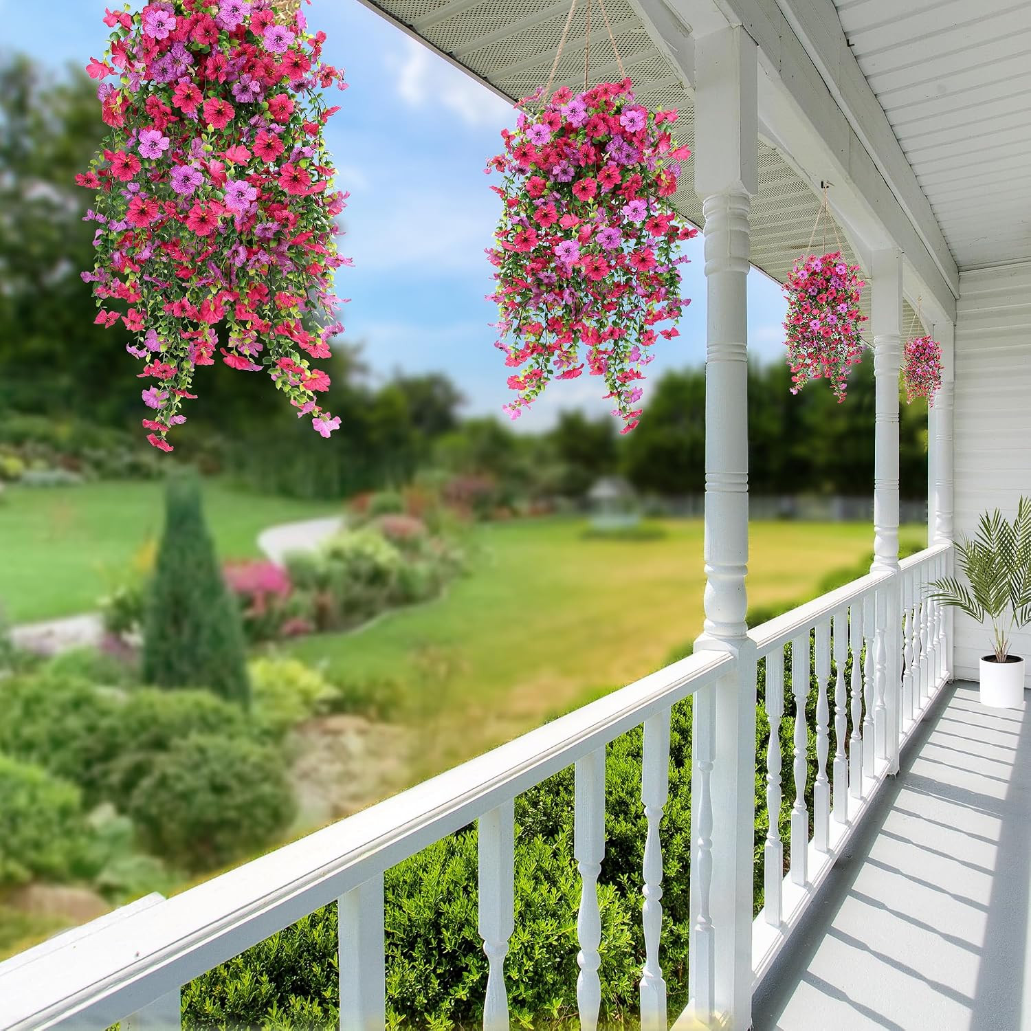 Artificial Fake Hanging Flowers Plants for Outdoor outside Spring Summer