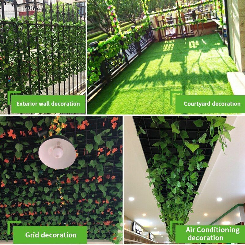 12pcs Artificial Plant Green Leaf Garden Wall Hanging Leaves Outdoor Decoration