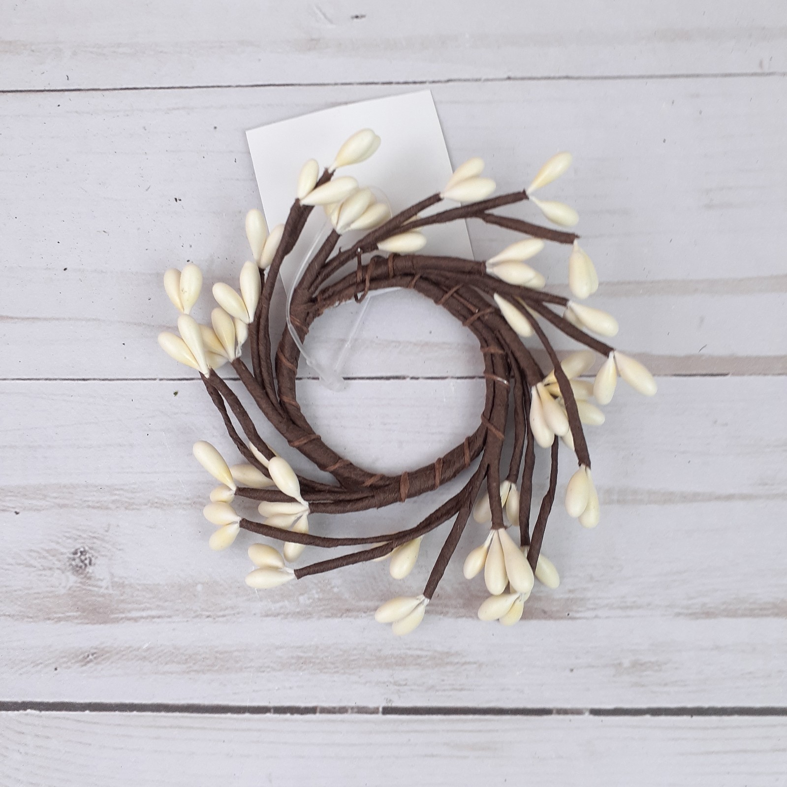 Mini Pip Berry Taper Candle Ring Ivory 1.5 inch inside