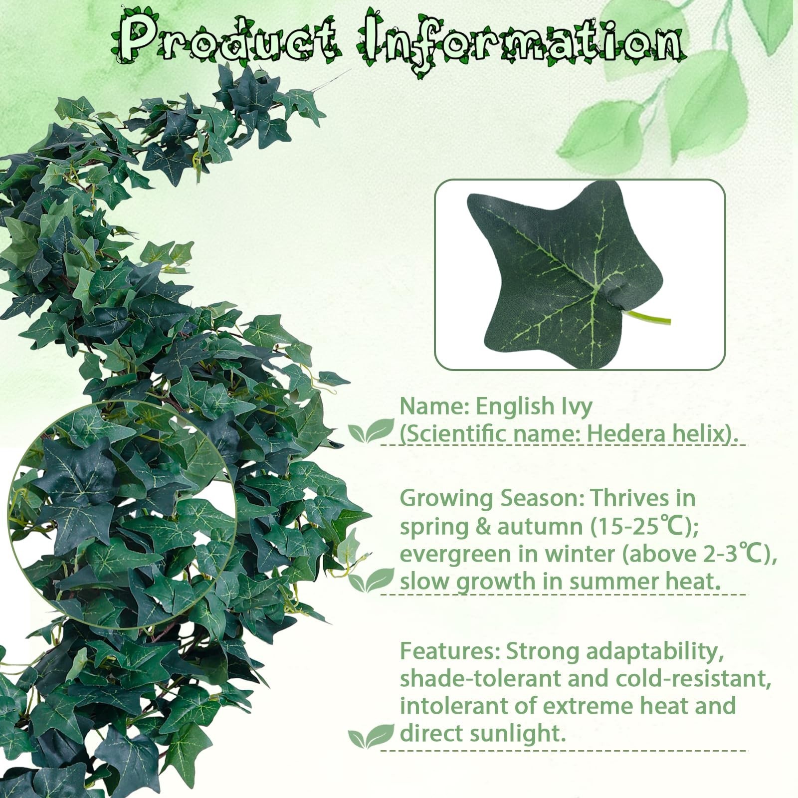 24FT Artificial Ivy Vines – 4 Pack Silk Greenery for Wall & Ceiling Decor, Weddi