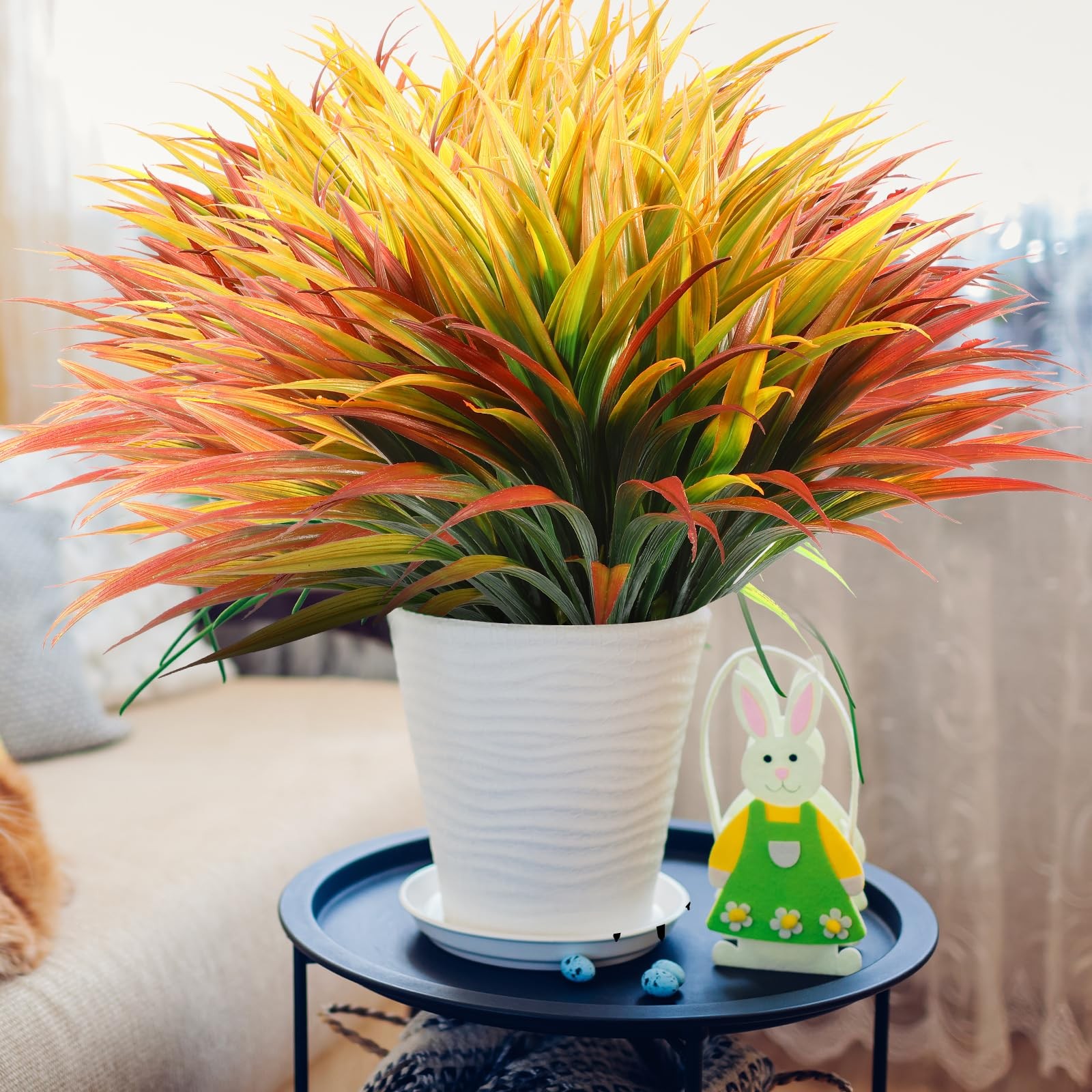 16 Pieces 17 in Artificial Tall Grass Plastic Fake Outdoors Plants Faux Bushe…