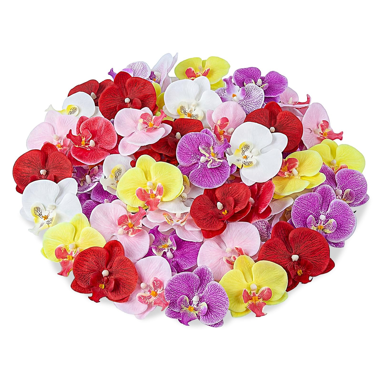 40 Pcs Colorful Artificial Orchid Head Bulk Faux Butterfly Orchid Petals Silk…
