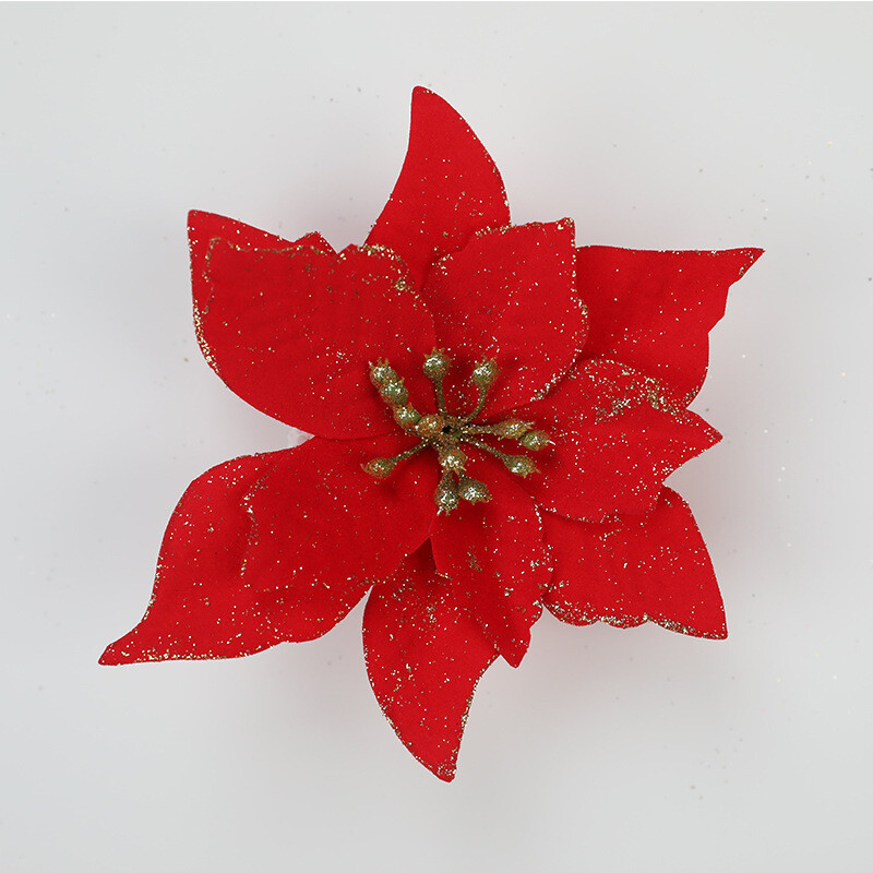 Artificial Flowers Glitter Christmas Ornaments Thanksgiving Birthday Wedding 5pc