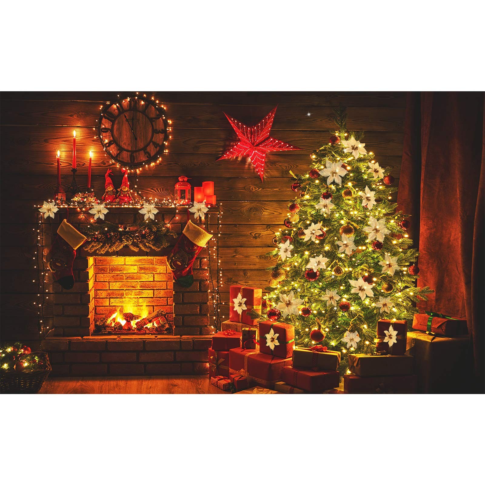 48 PCS 4 Size Christmas Glitter Poinsettia Artificial Flowers Gold Ornaments