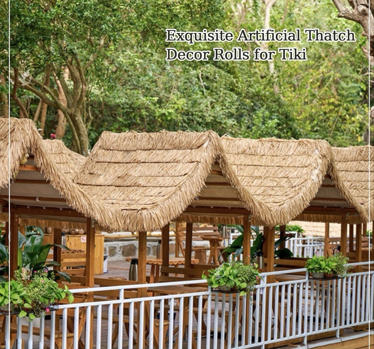 30ft x 16in Artificial Thatch Roll Tiki Palm Decor Khaki Brown Roof Cover