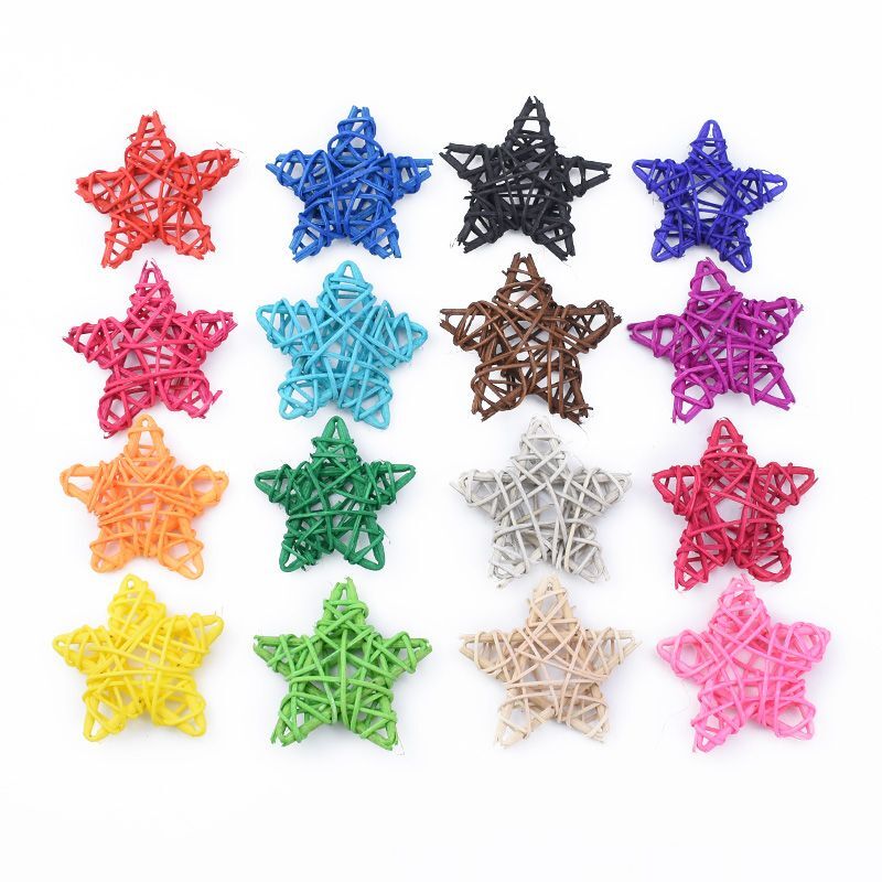 10pcs Artificial Star Straw Wedding Accessories Christmas Decorations Home Gift