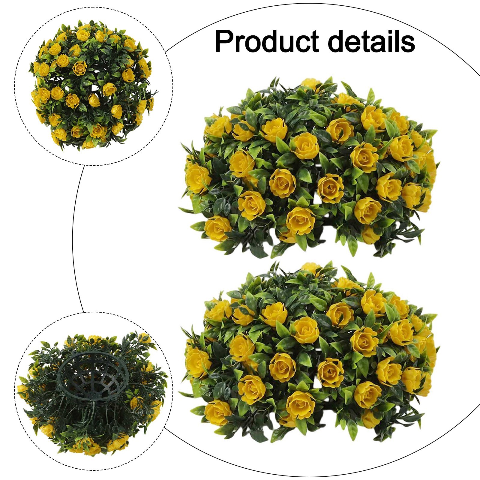 Set of 2 Faux Plant Balls Artificial Flower Balls 25cm for Hanging Decoration