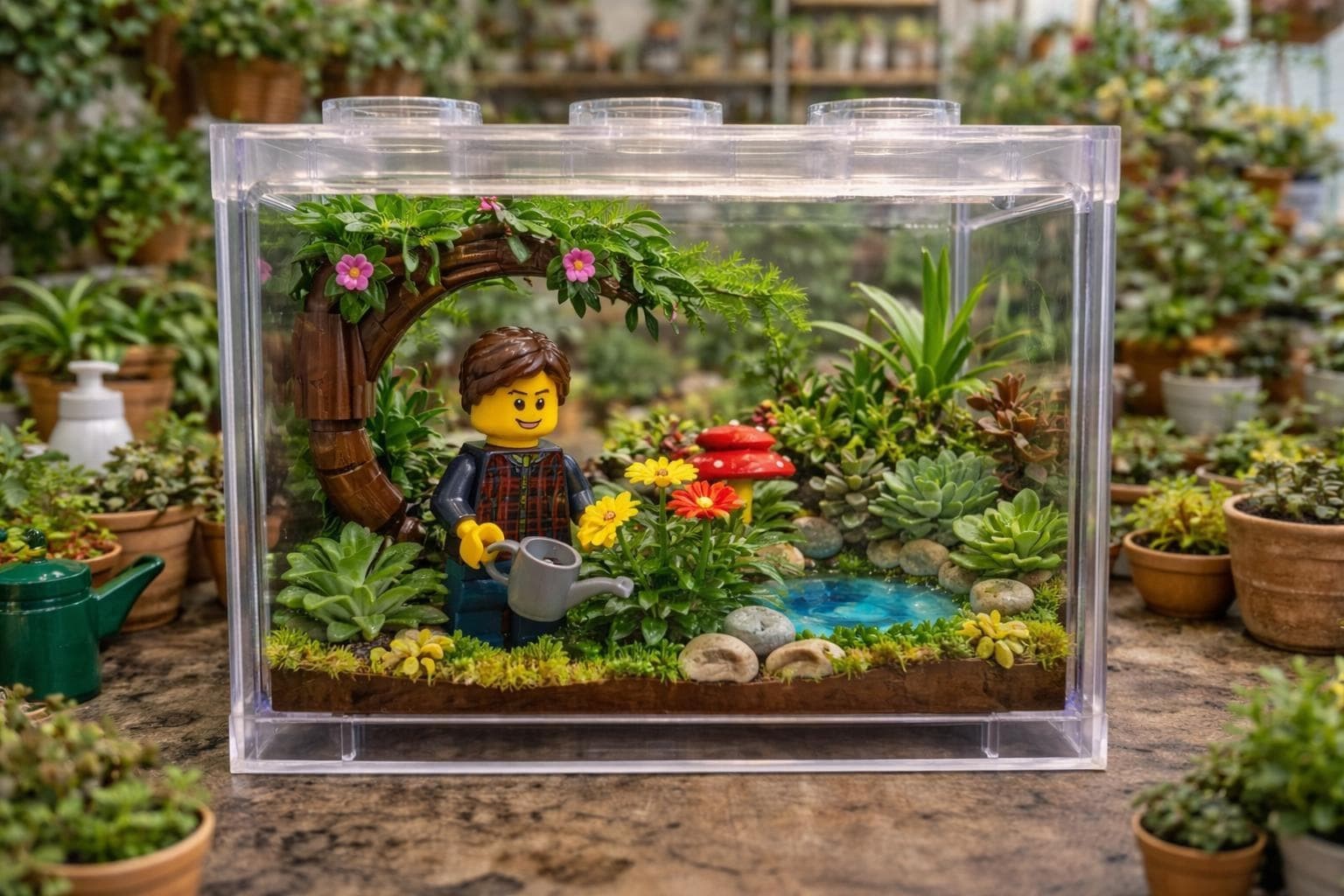 LEGO Terrarium Mini Garden Build Kit Desk Decor Creative Gift Plant Lovers