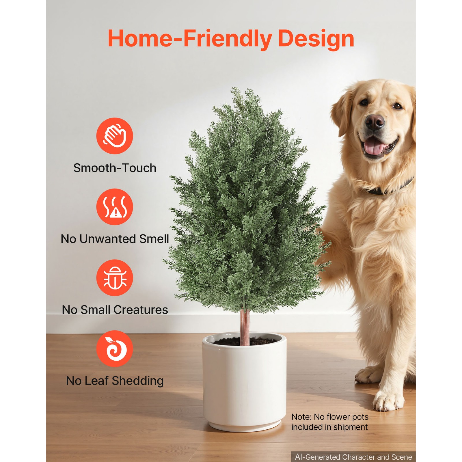 Uimoso Artificial Topiary Cedar Bush 3 Ft Set of 2 Greenery Shrubs PE Material
