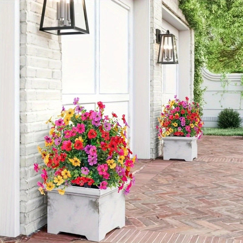 Artificial Violet Flowers with Ground Spike Fake Plants Garden Patio Yard Decor