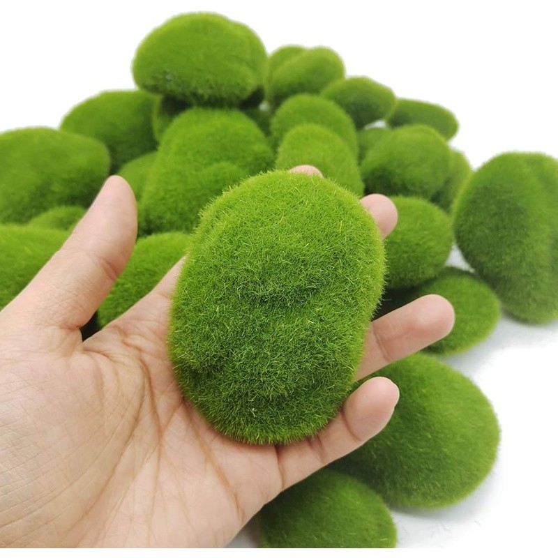 40PCS Faux Moss Rocks Foam Decorative Stones Miniature Gardens Dioramas Planters