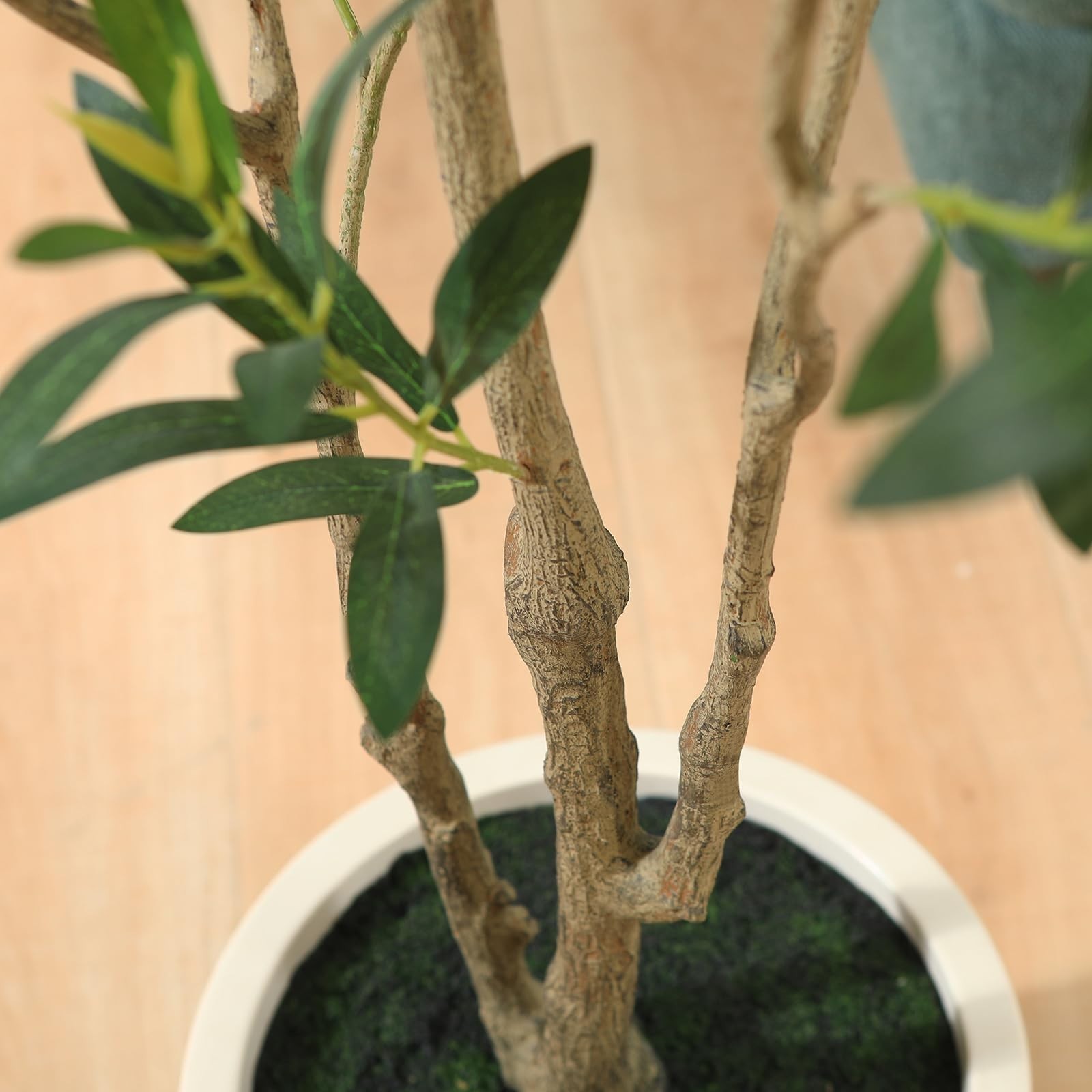 5ft Artificial Olive Tree – Faux Silk Plant with White Planter for Home Decor, G