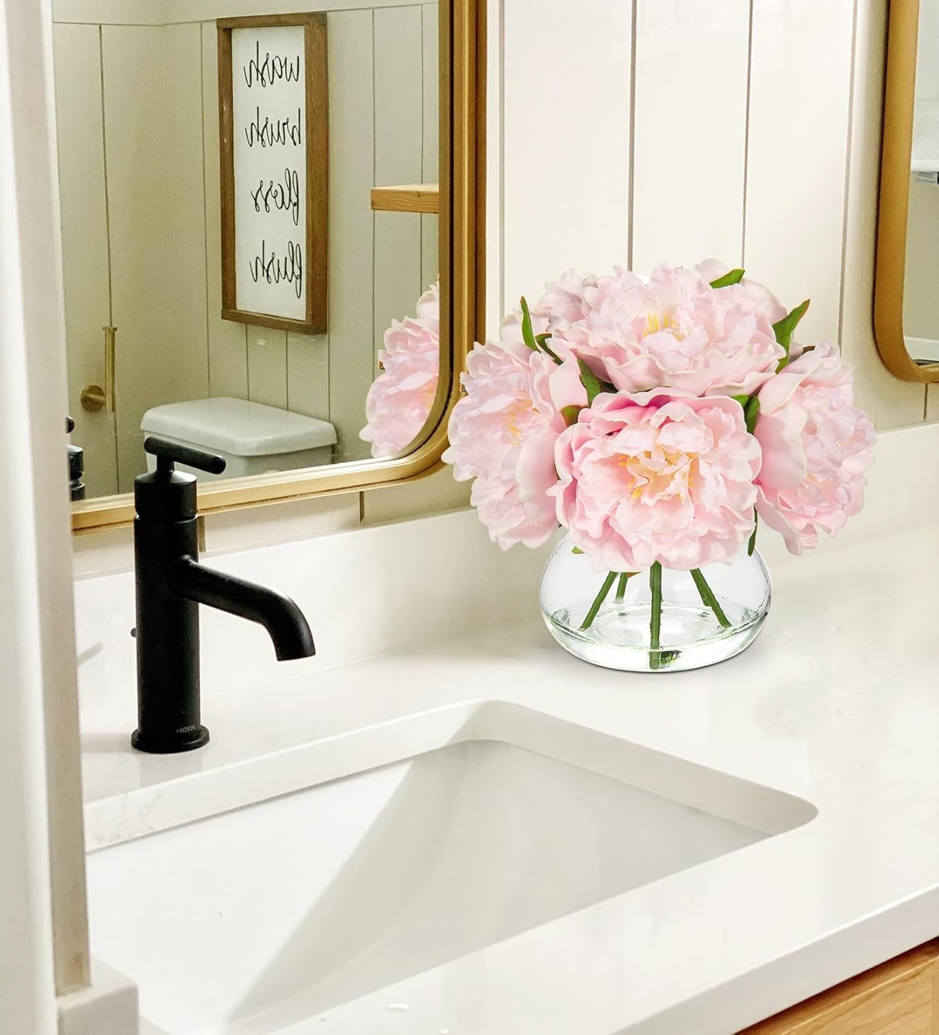 Artificial Peony Flowers with Faux Water