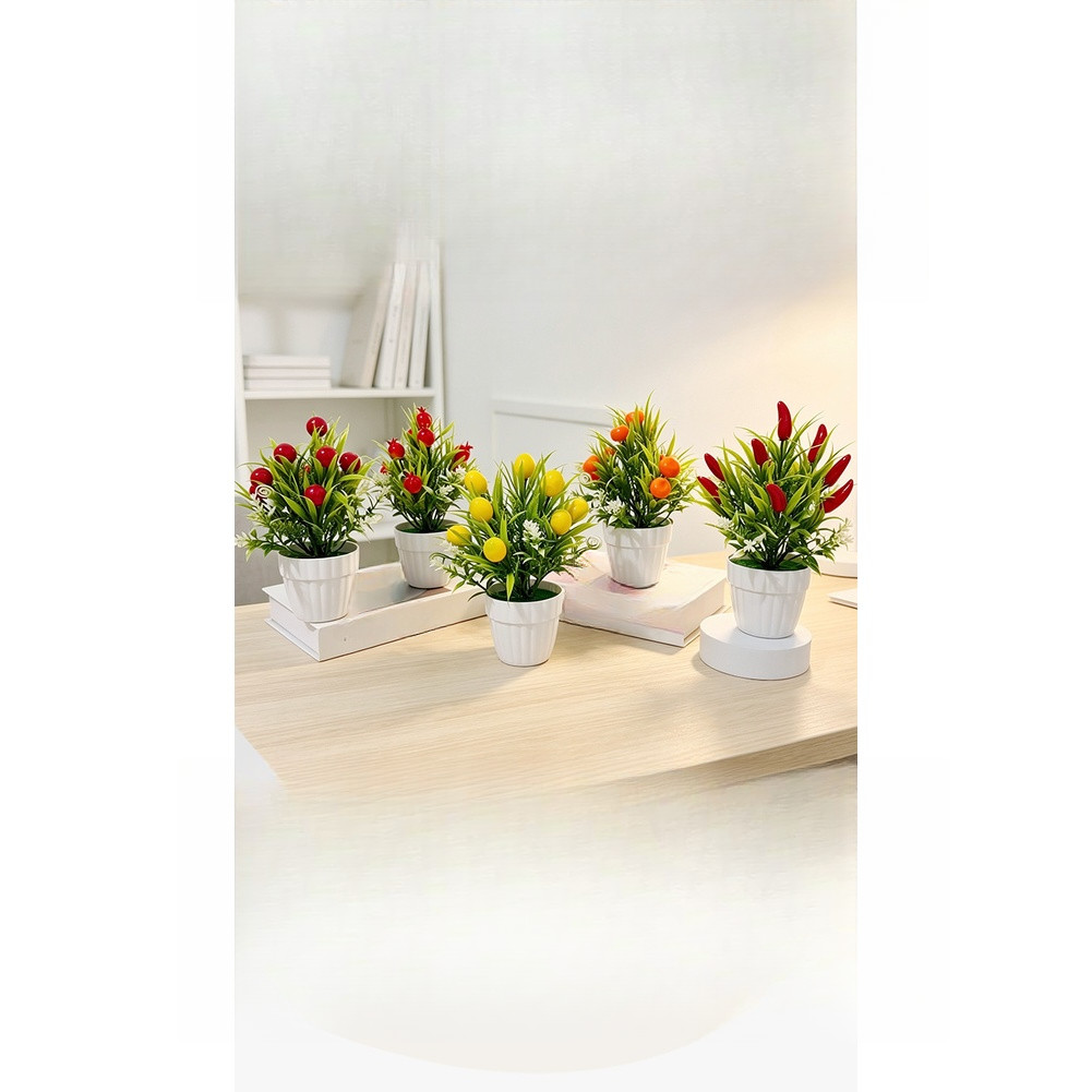 Plastic Artificial Fruit Tree 20cm Height for Home Office Tabletop Decoration